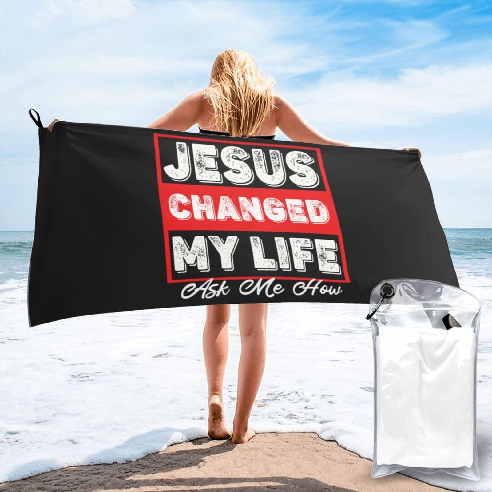 Serviette Jésus A Changé Ma Vie : partagez votre foi à la piscine ou la plage