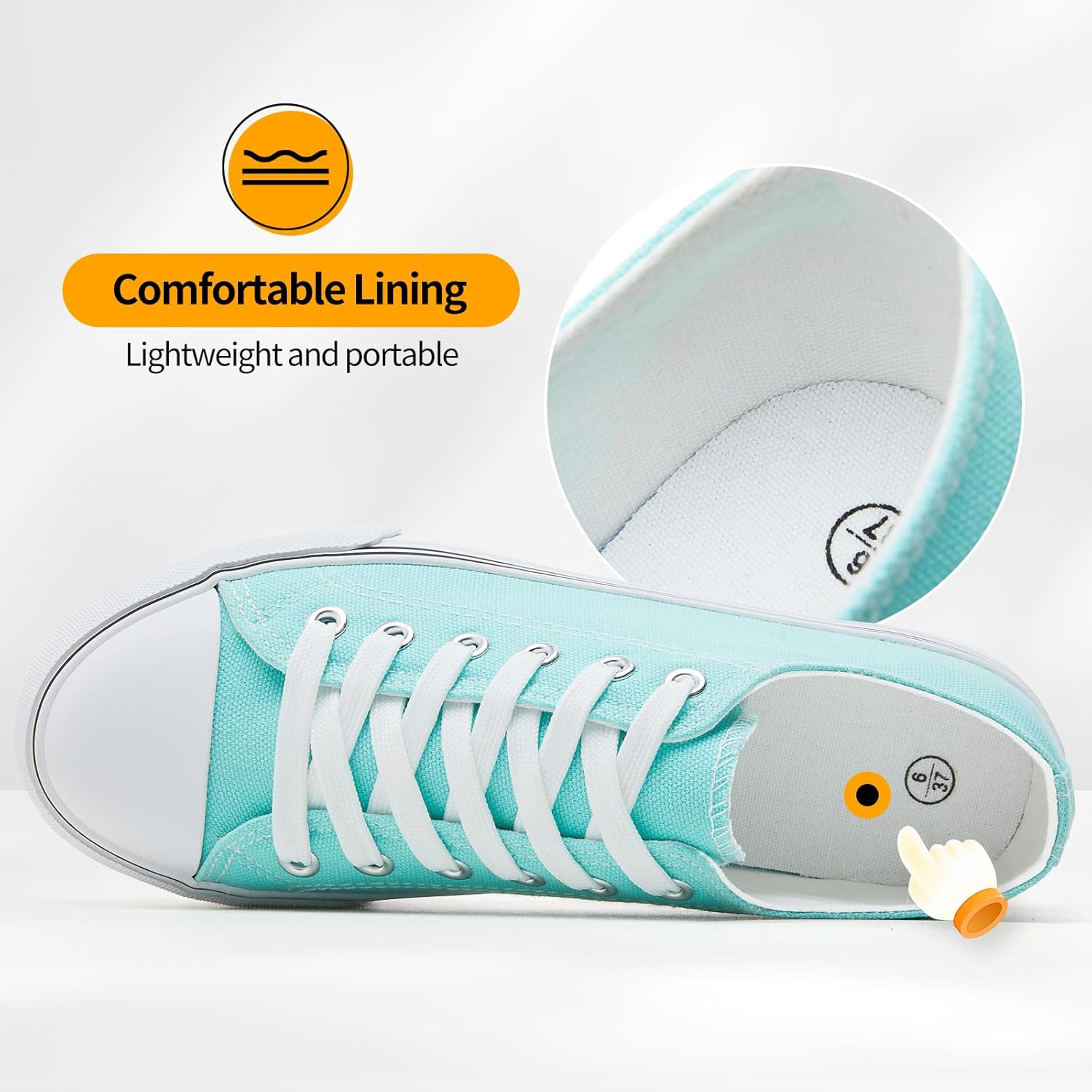 ZGR Womens White Tennis Shoes for Women,Lace up Canvas Sneakers,Casual Walking Canvas Shoes - Image 5