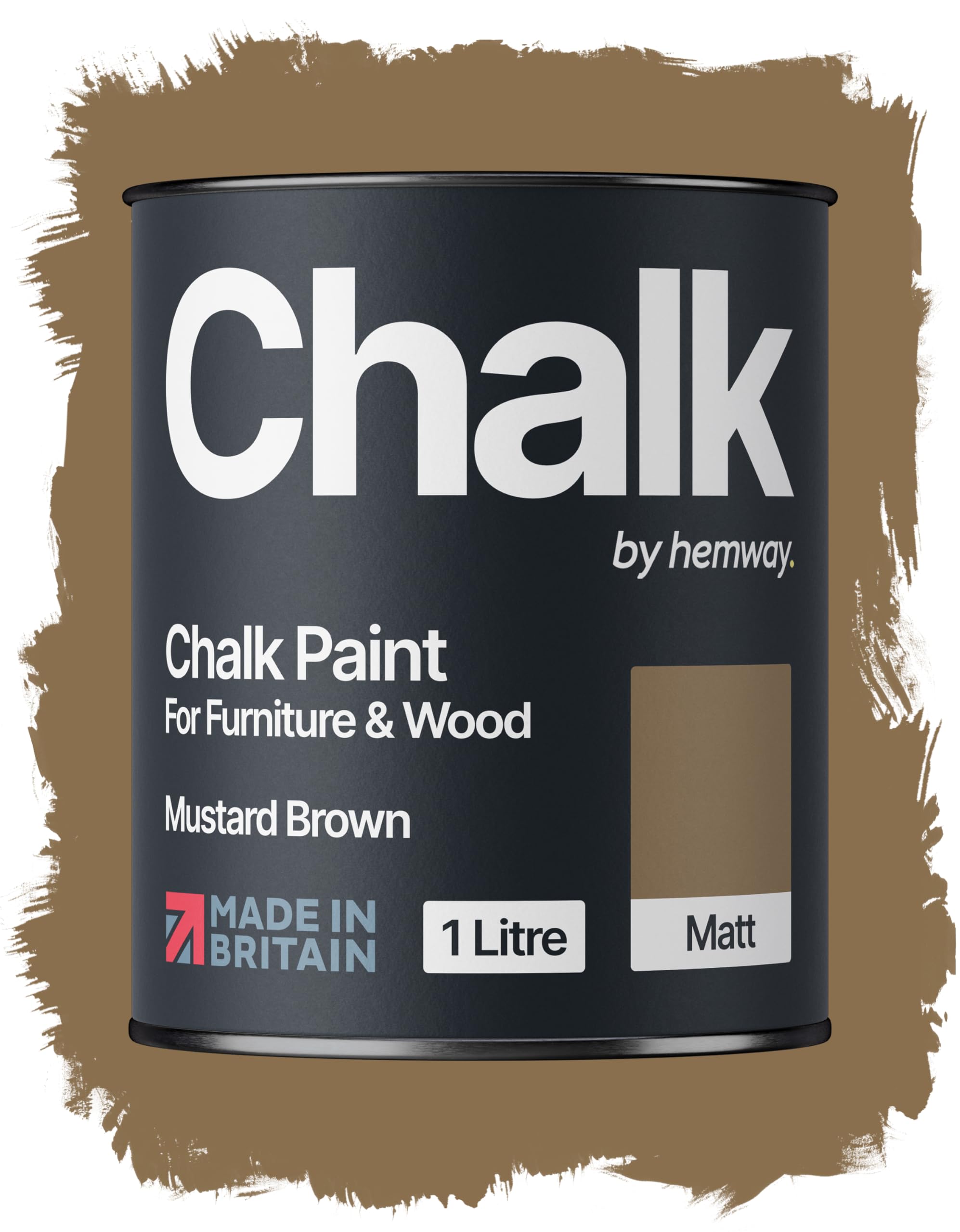 Hemway Chalk Paint Mustard Brown 1L, Furniture Paint, Matt Finish Shabby Chic, Chalk Furniture & Walls, Quick Dry & 1 Coat
