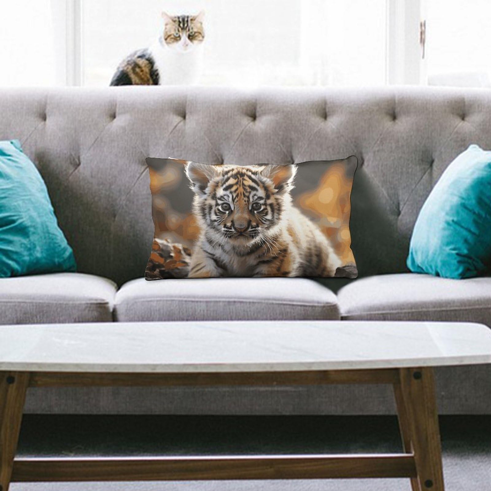 NTVOWPZO Decoration Throw Pillow Covers 8"x12" Pillowcases Covers Cute Tiger Soft Pillowcases Modern Farmhouse Home Decor Sofa Cushions Covers for Couch Bed Living Room