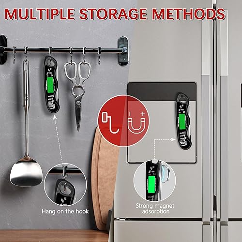 Miniatura 7 de Termómetro digital de carne, termómetro de cocina impermeable IP67 con luz de fondo, función de calibración y sujeción, termómetro de alimentos para