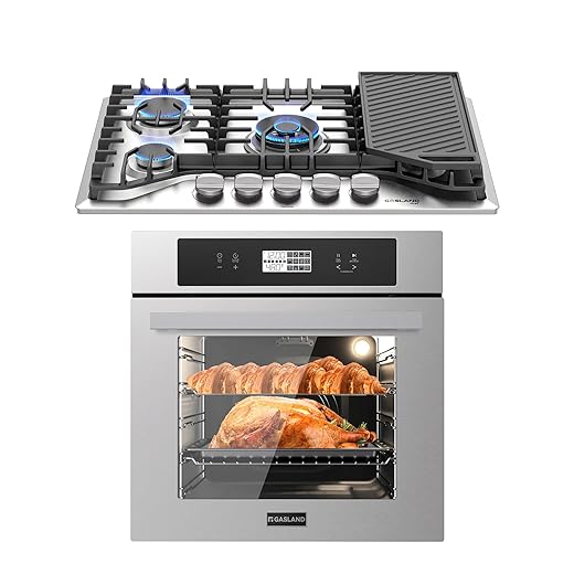 GASLAND 24 Inch Electric Wall Oven + 30 Inch Gas Cooktop