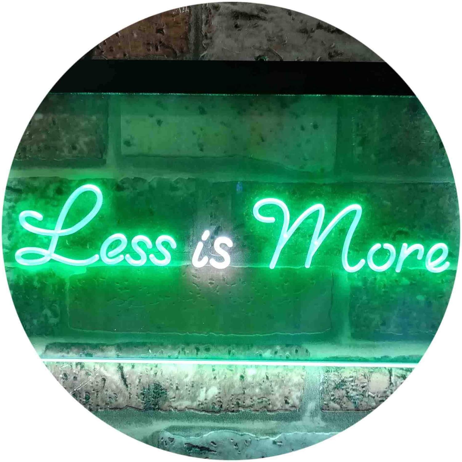 ADVPRO Less is More Bedroom Decoration Dual Color LED Neon Sign White & Green 16 x 12 Inches st6s43-i3781-wg
