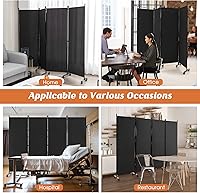 Vista 61 de GOFLAME Divisor de habitación plegable de 6 paneles, pantalla de privacidad enrollable de 6 pies con ruedas bloqueables, pantalla de partición