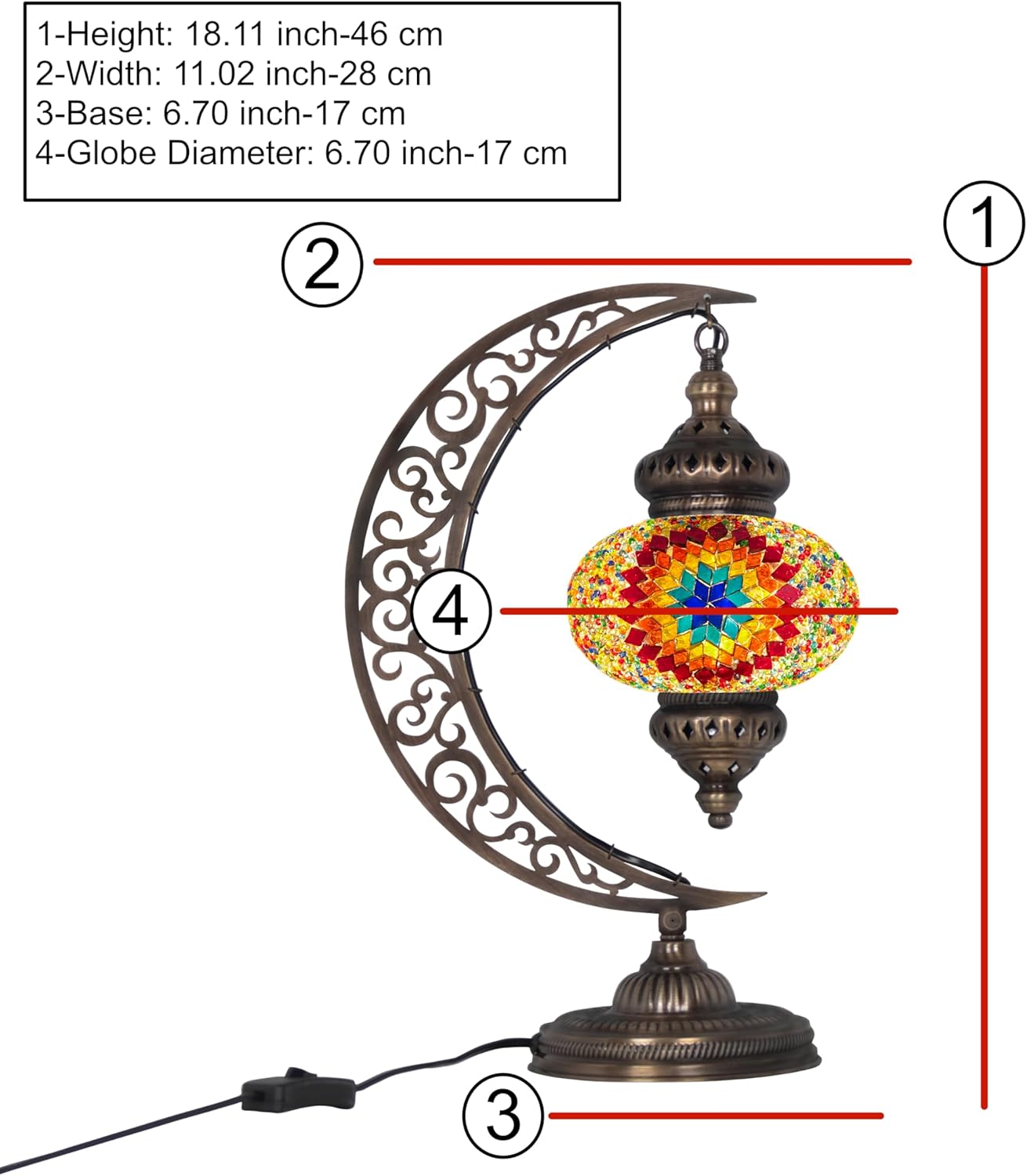 Illuminate Your Space with This Handmade Turkish Table lamp - Mosaic Table Lamp Featuring a Stained Glass A Moroccan Mosaic Moon Lamp Perfect for Vibrant Bedside Ambiance. (Flame Star)