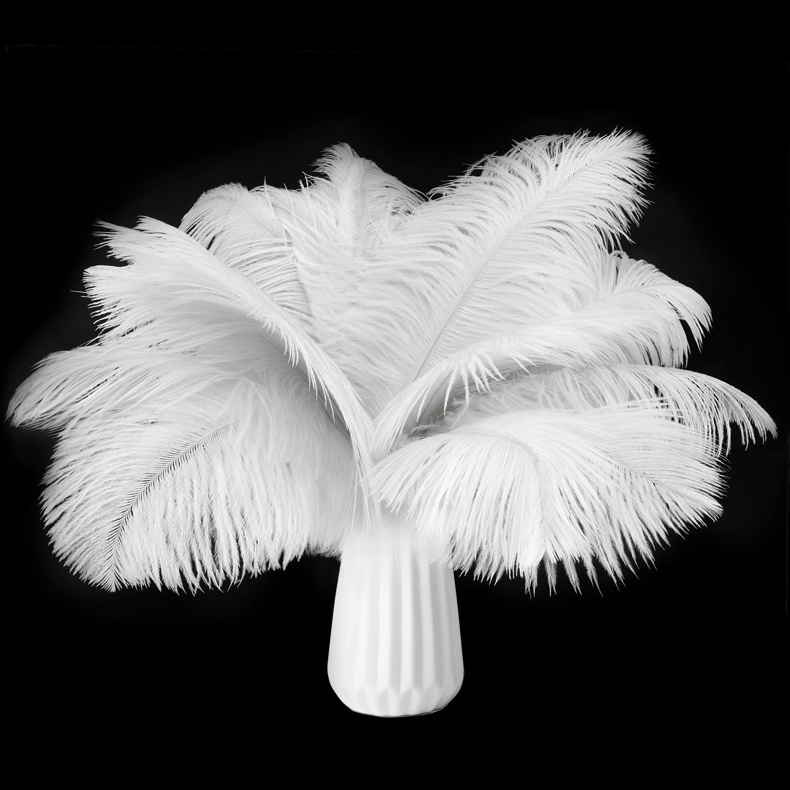 80pcs 15-17 inches (38-43 cm) White Natural Bulk Ostrich Feathers Kit. Kits Contain 8-10 inches of Feathers and 7 inches of White Feather Sticks.for Various DIY Projects.(White)