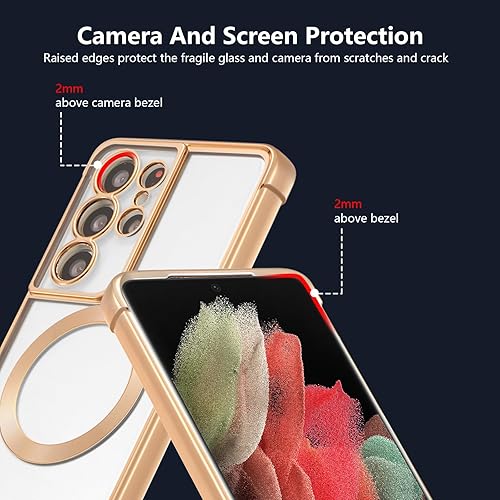 Miniatura 4 de RALEAVO Funda magnética para Samsung Galaxy S21 Ultra Clear compatible con Magsafe y protección contra caídas de grado militar, transparente, a