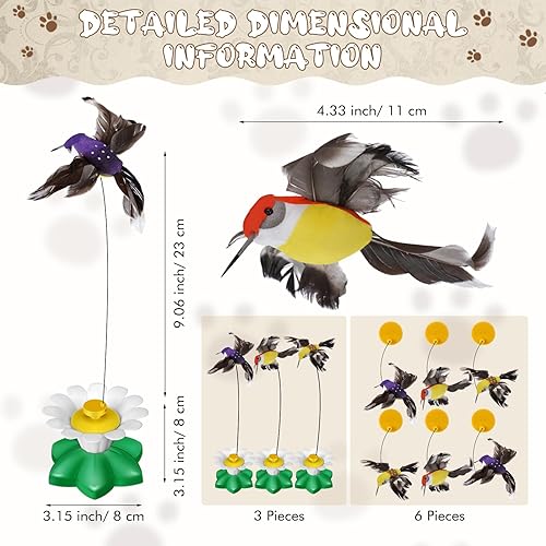 Miniatura 2 de Vinsot 3 piezas de juguete eléctrico para gatos, juguete interactivo volador para gatos, giratorio automático de 360, suministros de persecución con