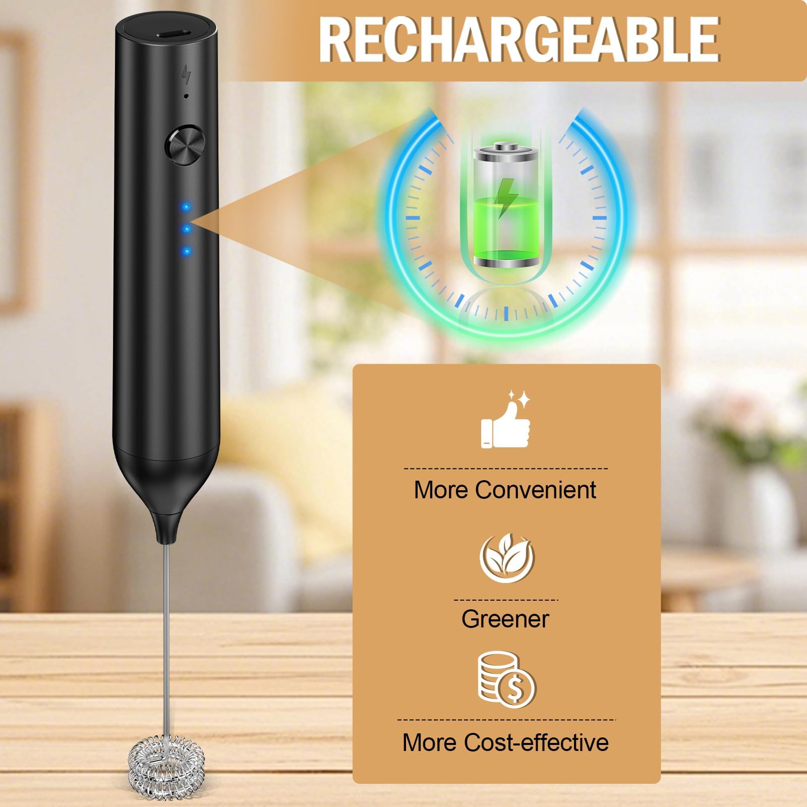 The Generic Rechargeable Milk Frother Handheld offers a convenient and powerful way to create perfect froth for your favorite beverages.