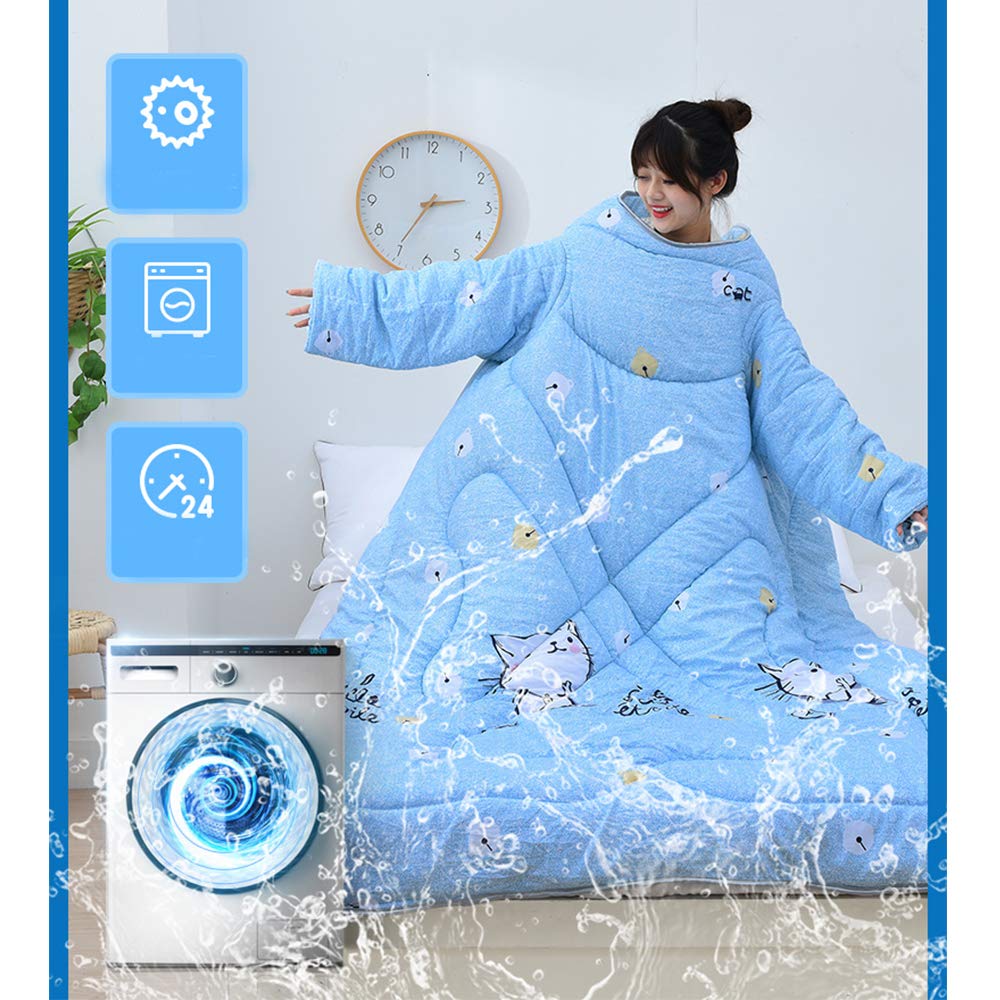 Manta Infantil con Mangas, edredón Perezoso portátil con Cremallera, Saco de Dormir de algodón cálido, edredón Grueso del Cabo, Capa a Prueba de Viento para la Oficina en el hogar 47 * 63in,d