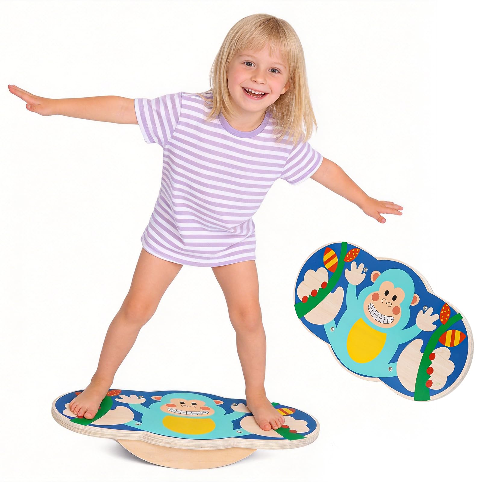 Tabla de equilibrio infantil, tabla de equilibrio de madera, tabla oscilante, equilibrio interior para niños, promueve el equilibrio y la concentración