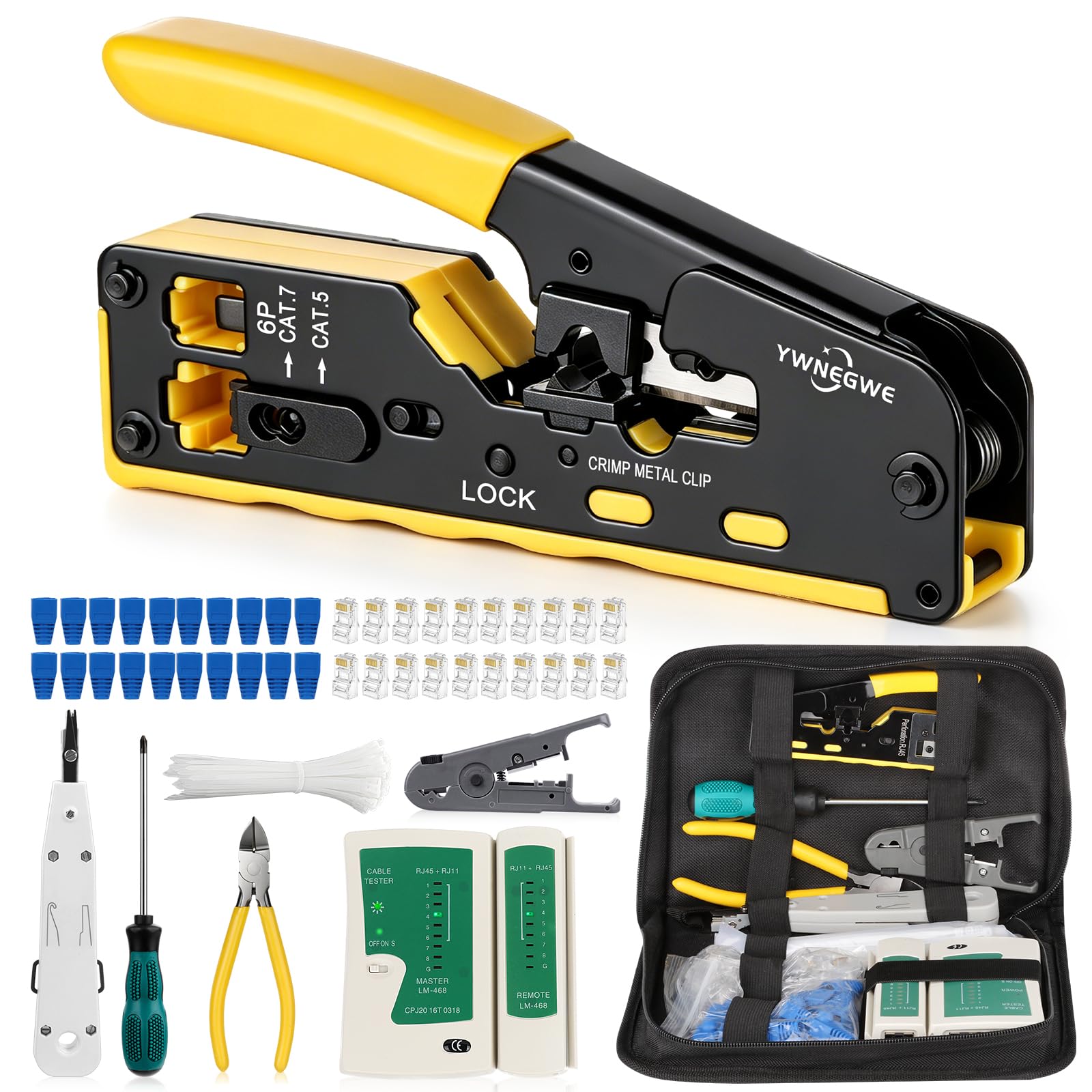 RJ45 Crimp Tool Kit Pass Through Cat5 Cat5e Cat6 Cat7 Crimping Tool Kit 705