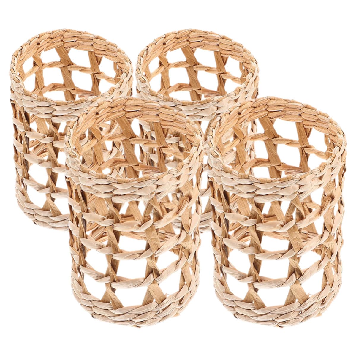 Funda para botella y vasos de vidrio tejida a mano, juego protector JOINPAYA beige