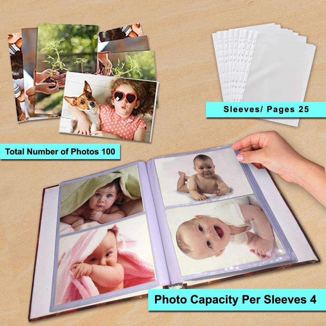 Sehaz Artworks Photo Album 5x7 | Album for Photos Collection | Photo Album Book | Holds 100 Photos 2