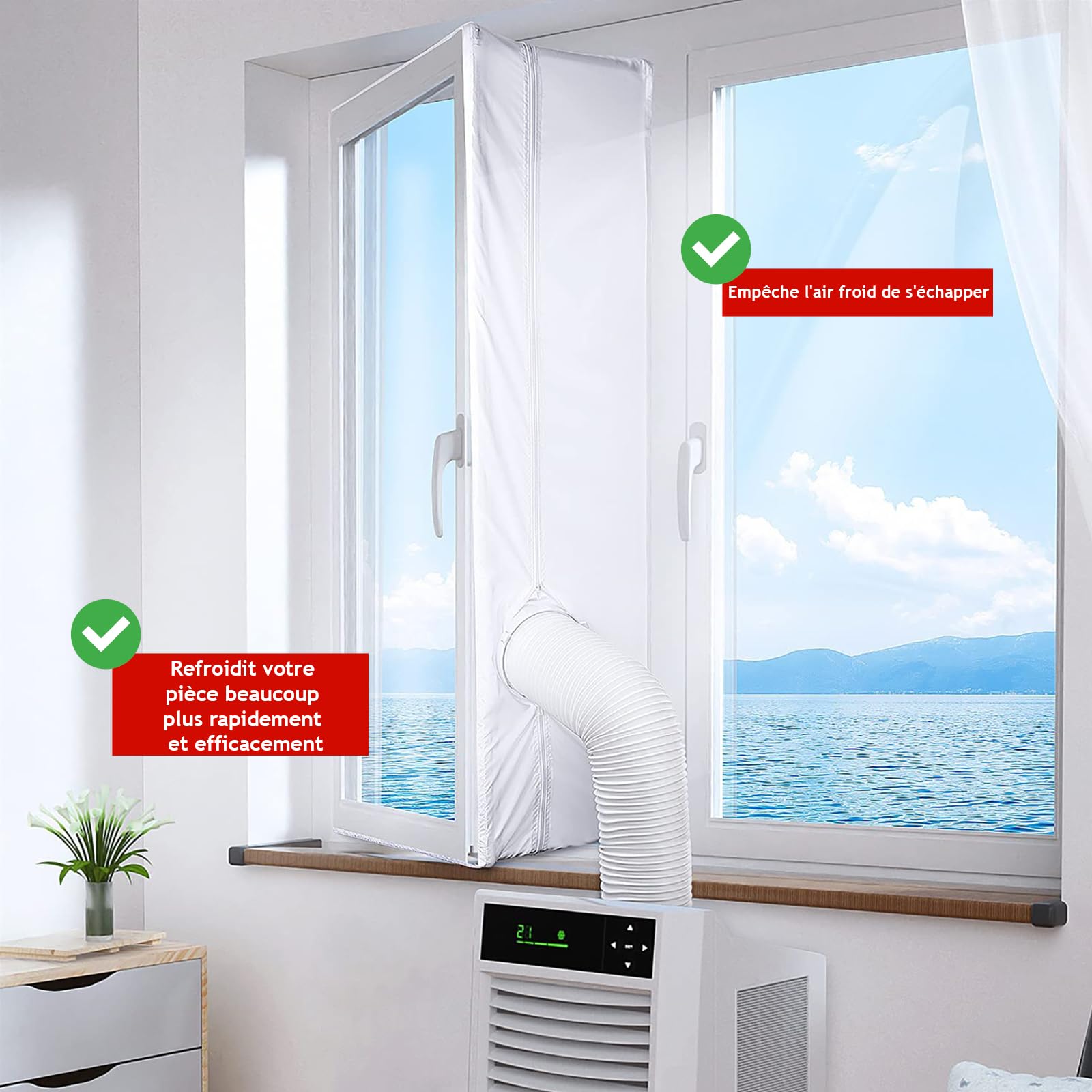 SPARES2GO Kit de joint de porte universel pour tuyau d'évacuation de climatiseur portable et portes-fenêtres (4 mètres)