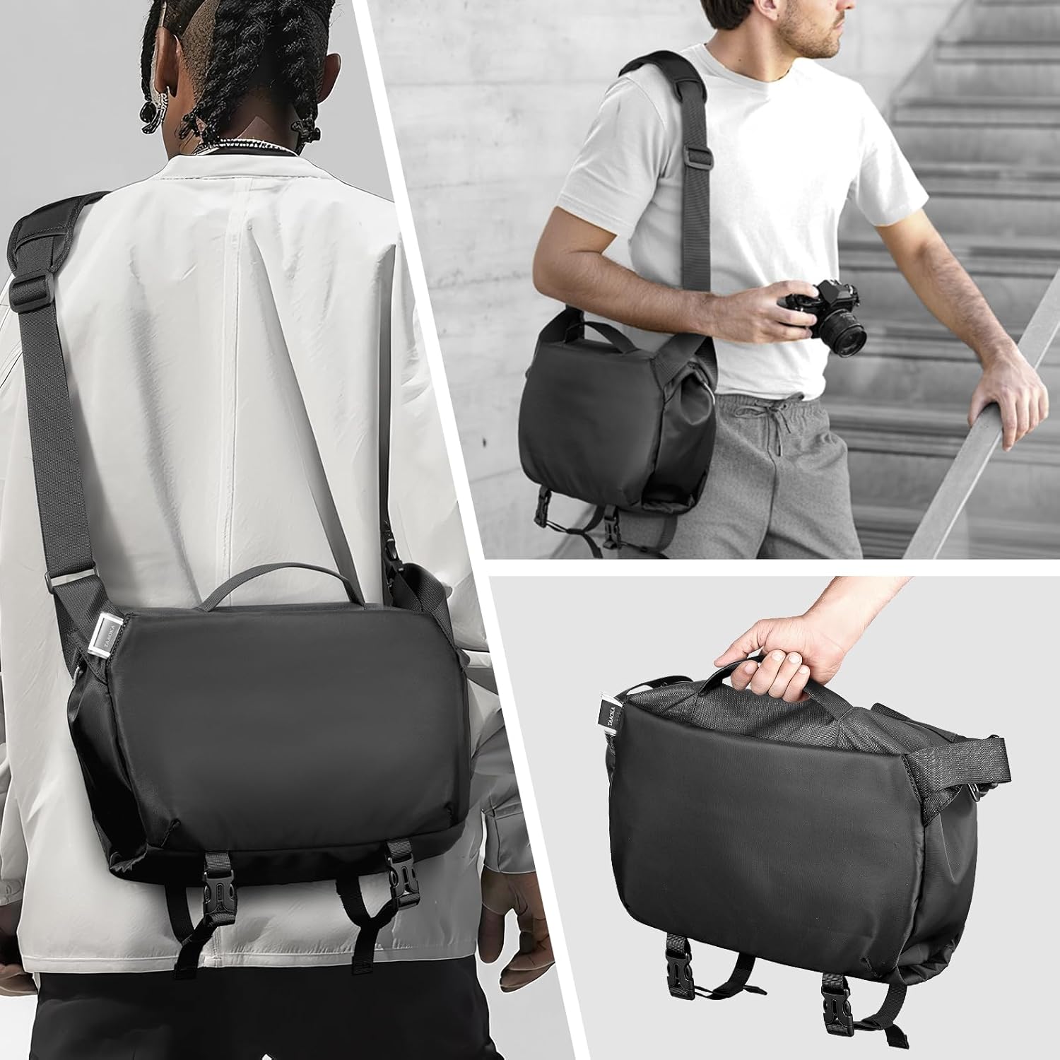 Camera Sling Bag, Waterproof Camera Case with Tripod Holder, DSLR/SLR/Mirrorless Cameras Shoulder Bag, Crossbody Camera Bags for Photography (Black) - Image 3