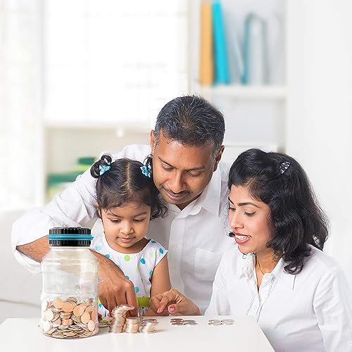 Vista 32 de Vcertcpl - Alcancía grande para niños y adultos, banco digital con contador de monedas LCD, capacidad de 1.8 L, tarro de dinero para adultos