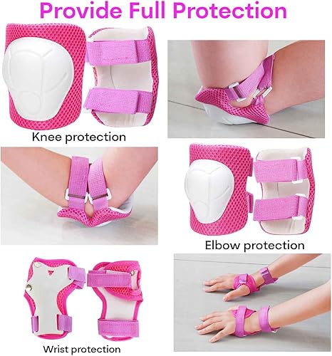 Miniatura 29 de KAMUGO Casco de bicicleta para niños, casco para niños de 2 a 8 años con equipo de protección deportiva, rodilleras, coderas, muñequeras