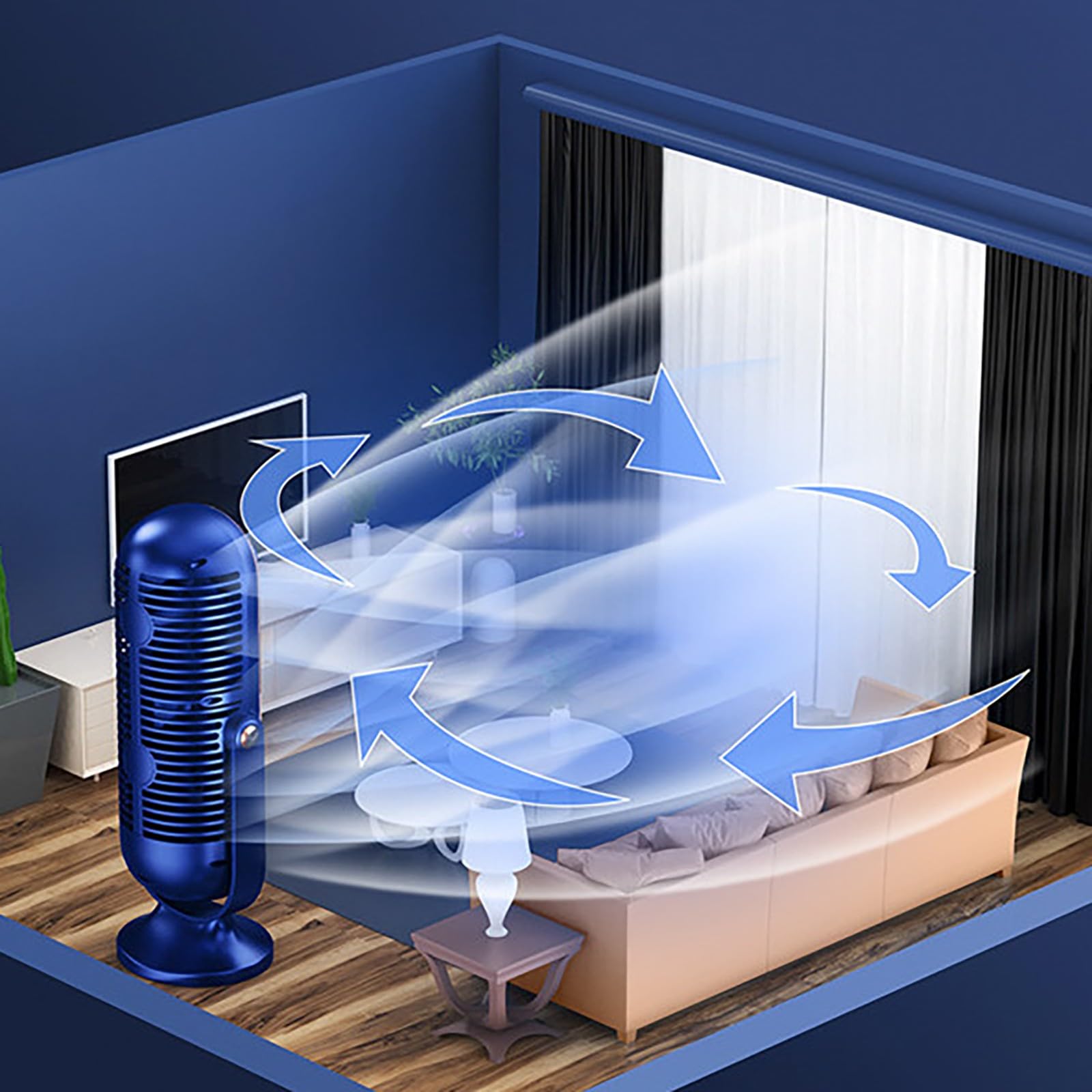Ventole di raffreddamento – Ventilatore a torre oscillante a 90°, senza pale, con timer, portatile, ultra silenzioso, a 5 velocità, per ufficio e uso domestico