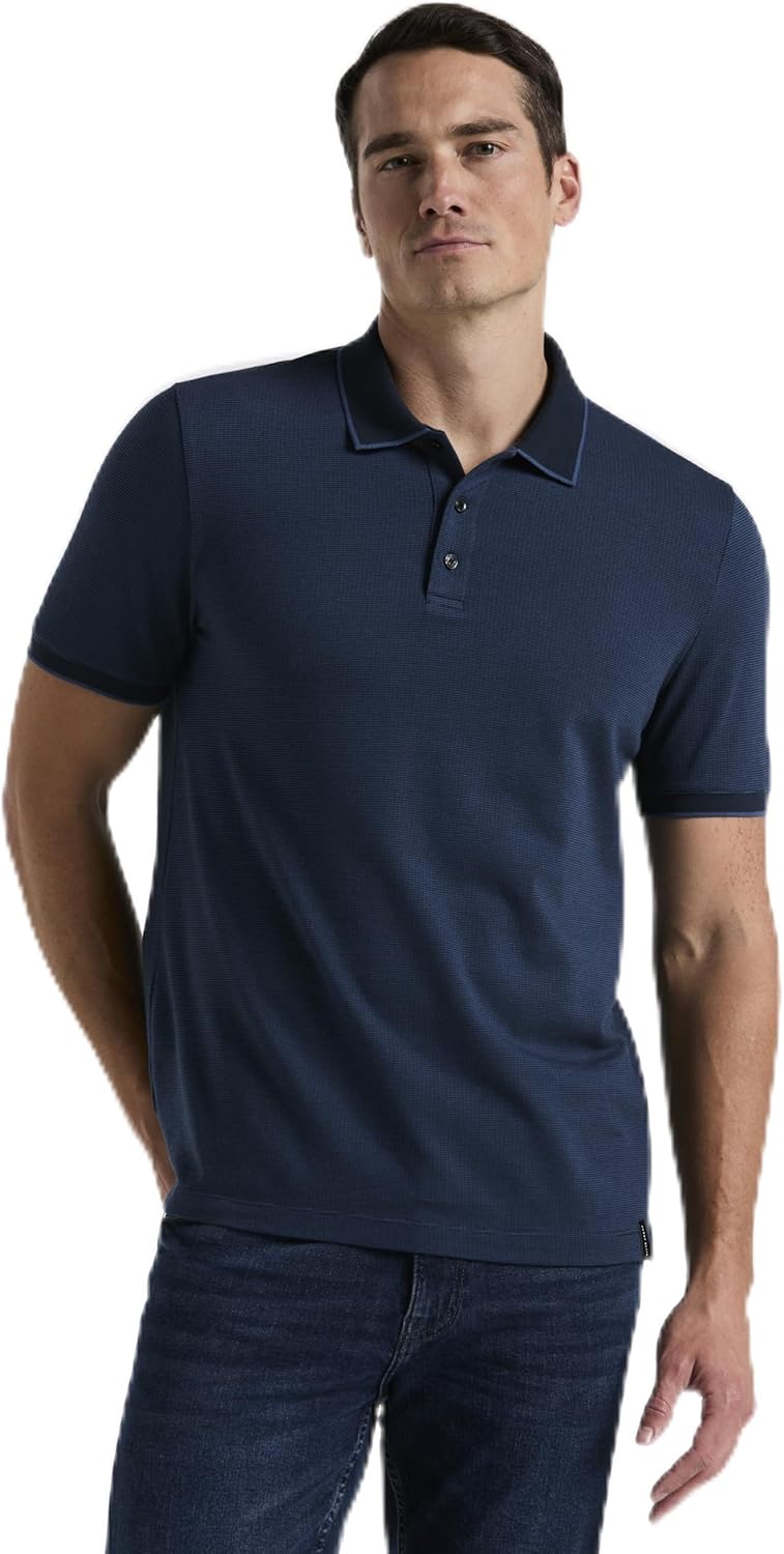 Perry Ellis Mens Regular Fit Jacquard Short Sleeve Polo Shirt