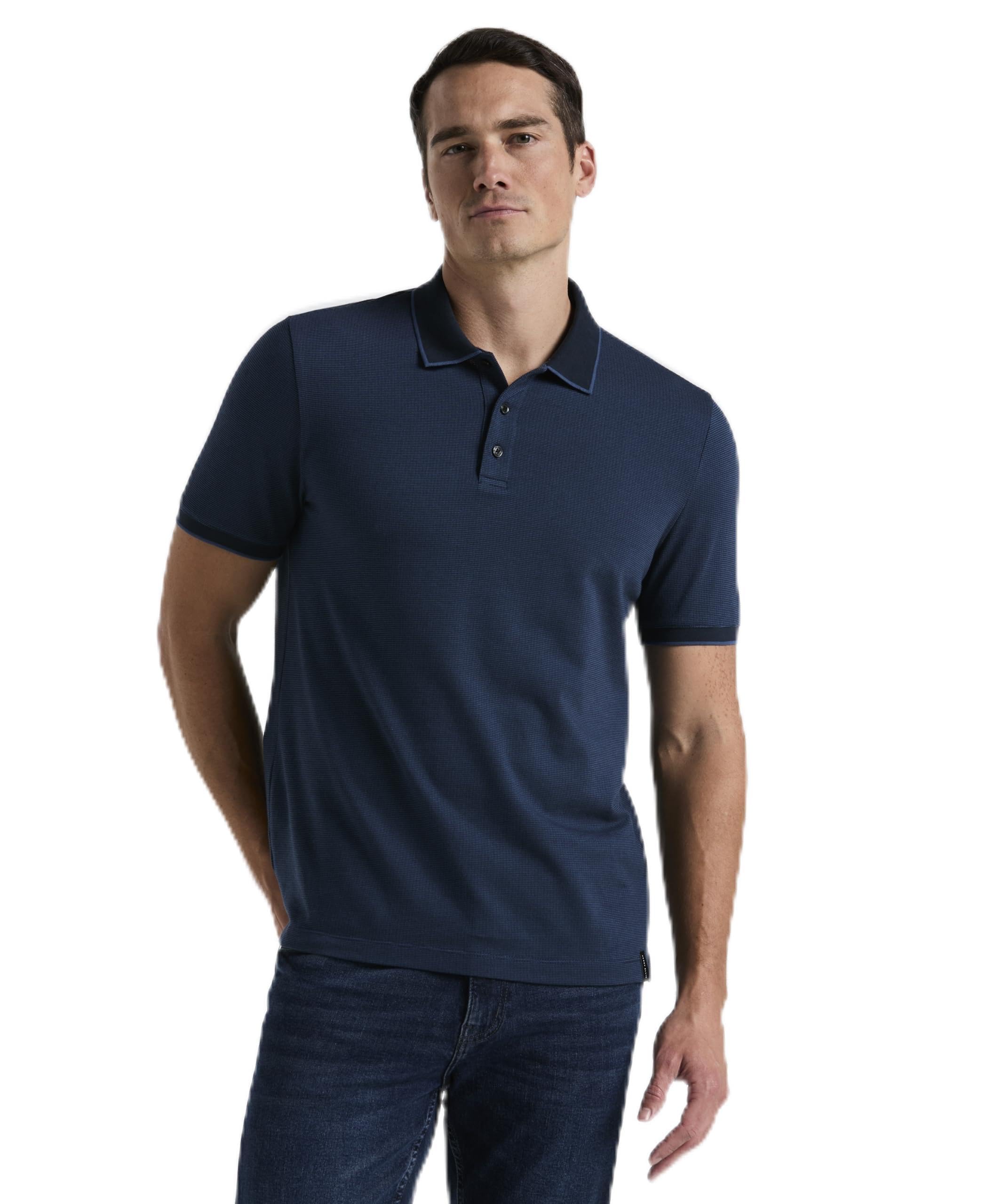 Perry Ellis Men's Cotton Black Jaquard Short Sleeve Polo