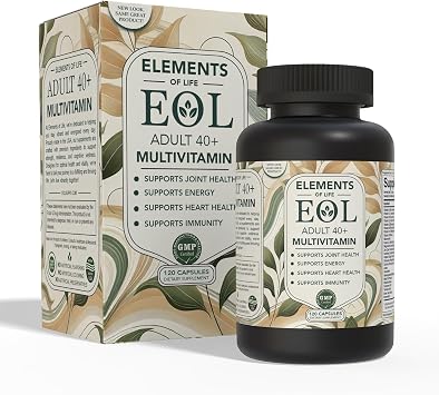 40 Plus Multivitamin for Women & Men with Vitamin A, D, B6, B12, E, Zinc, Magnesium, Calcium - Vegan, Gluten Free, Mens & Womens Multivitamin, Supports Energy, Immunity, Joint & Heart Health 120 Cap