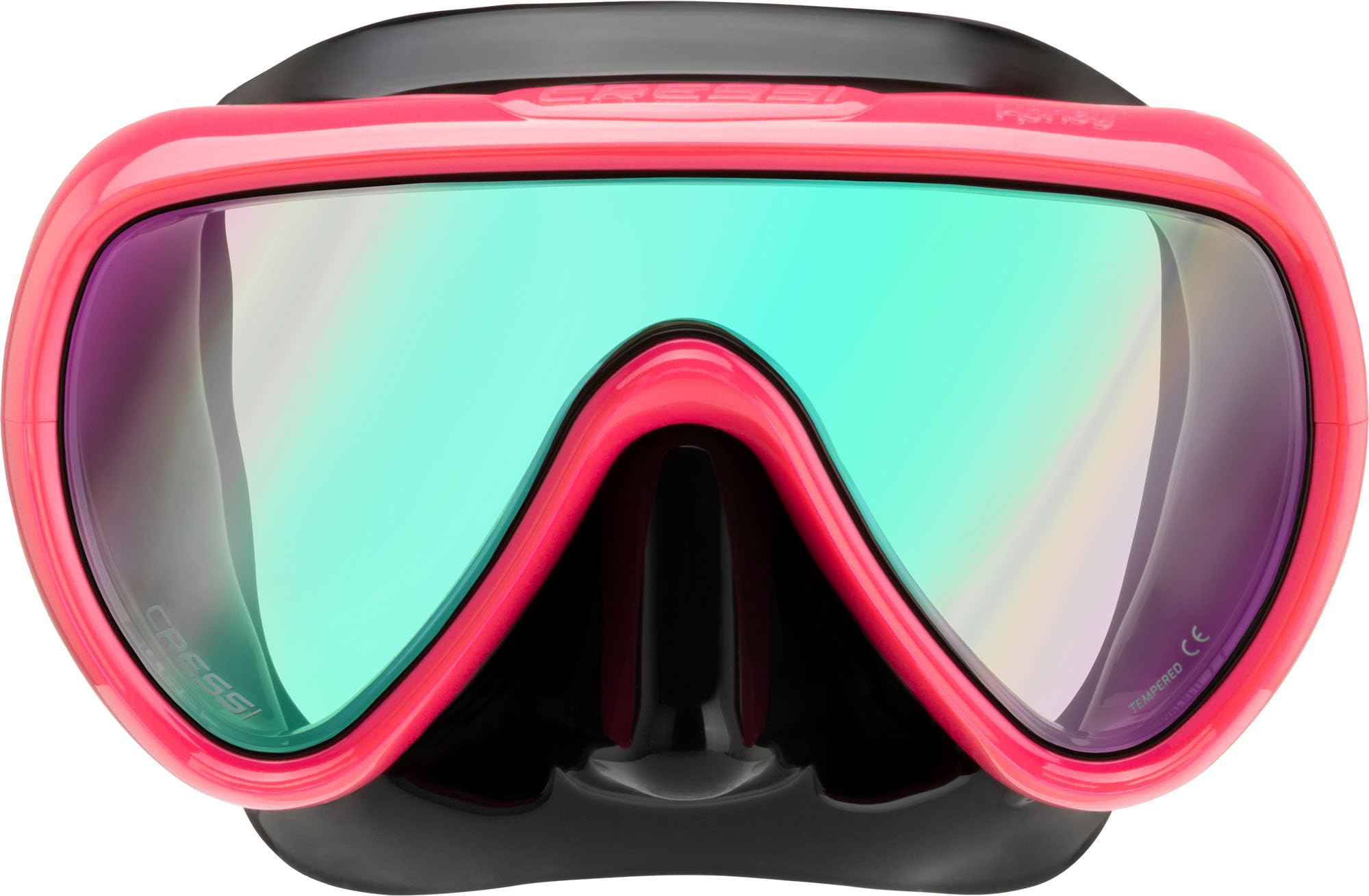 Cressi since 1946 - Honey Compact Adult Mask Female Specific with Soft Silicone fit and Ultra Clear Lens for Bright, Wide Visibility - Black/Fuchsia 420 Uv Blue/Orange Lens - One Size
