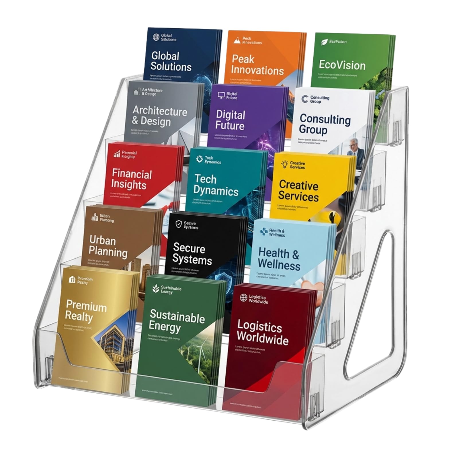 Présentoir à brochures transparent pour ranger vos dépliants et panneaux de table