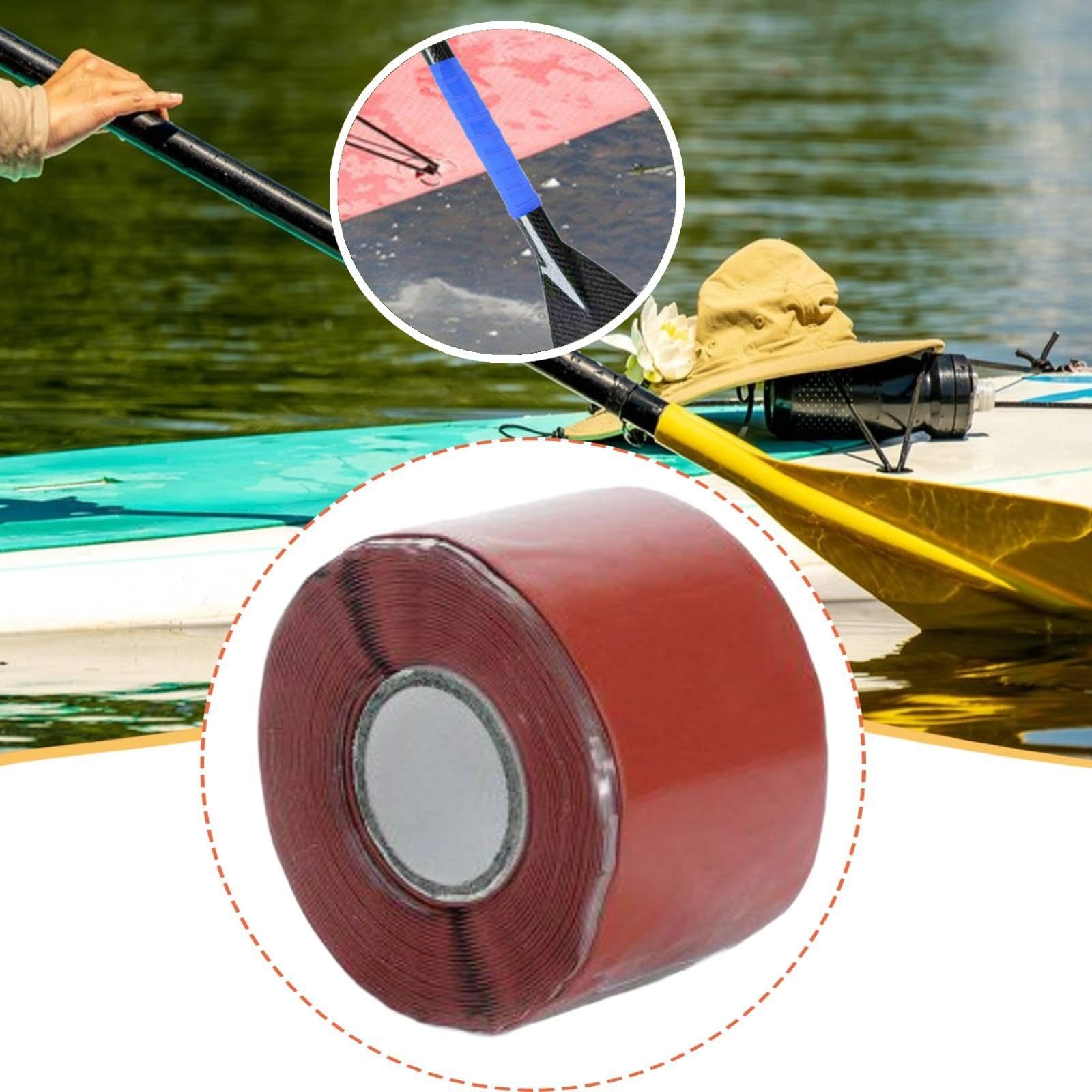 Nastro Antiscivolo per Pagaia Da Kayak, Accessori per Il Canottaggio, Nastro Antiscivolo Resistente Al Sudore, Protezione Dall'acqua per Fitness, Rosso