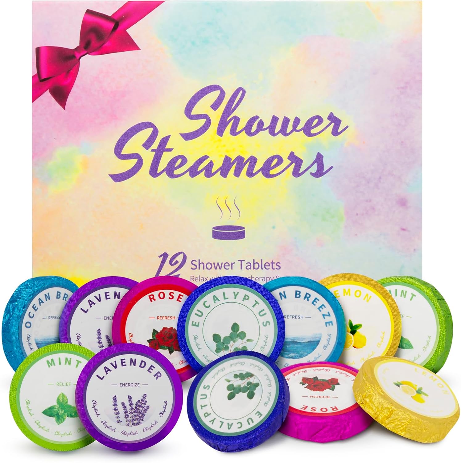 Shower Steamers Aromatherapy Bath Bombs – 12 Tablets Birthday Gifts for Women, Natural Essential Oil Shower Bombs, Self Care Pampering Spa Kit, Mothers Day Gifts for Women Adults and Teens