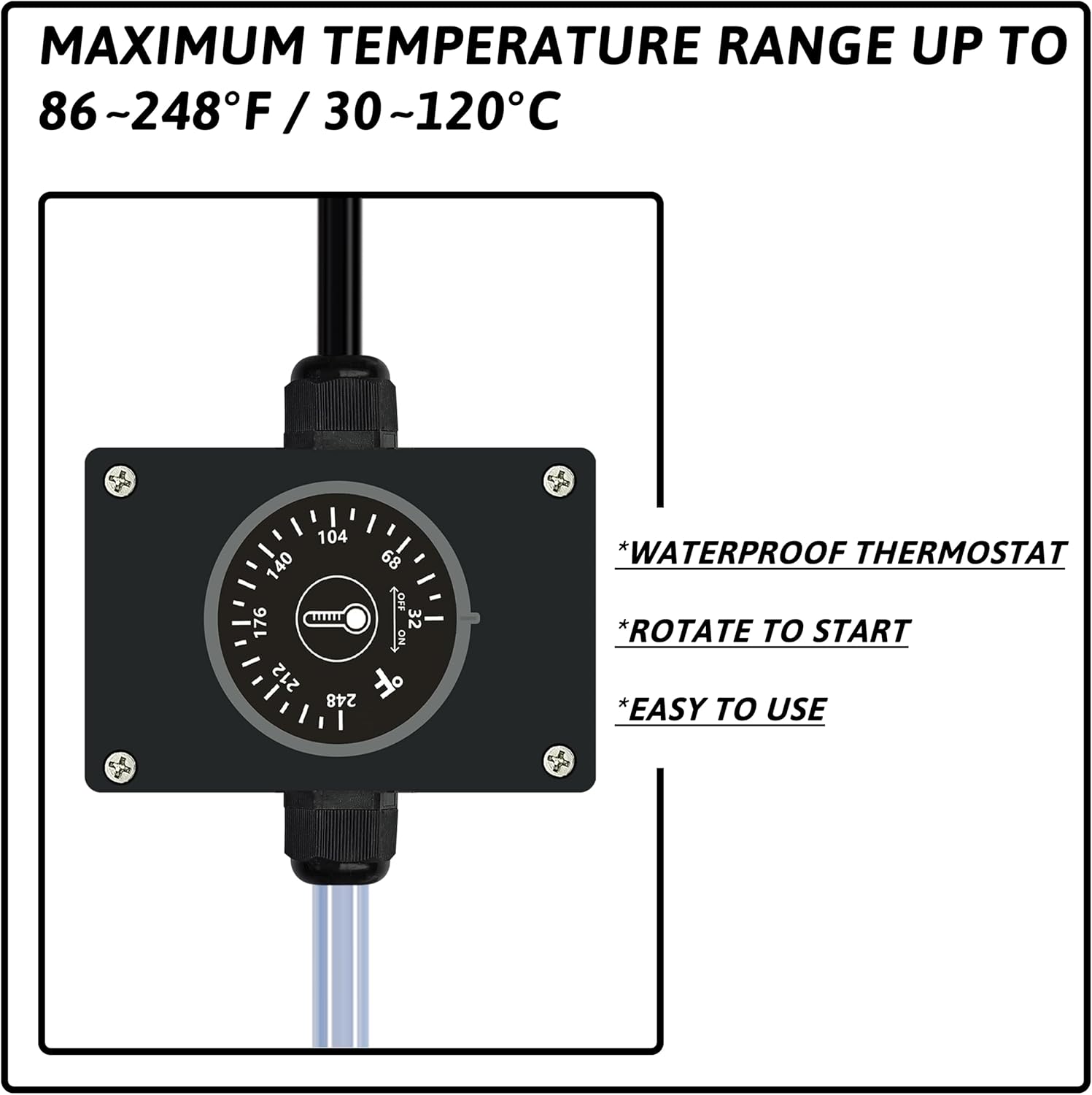 1800W Immersion Water Heater Portable Electric Bathtub & Pool Submersible Water Heater with Temp Control for Bucket, inflatable pool, baptistry, spa tub, above ground pool & Hot Tub - Image 3