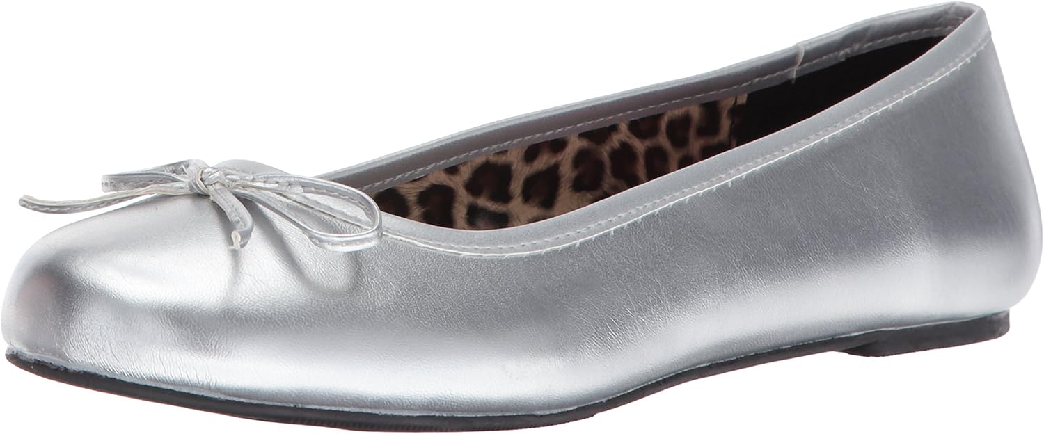 Pleaser Pink Label Women's Anna01/Spu Ballet Flat, Slv Str Faux Leather, 16 M US