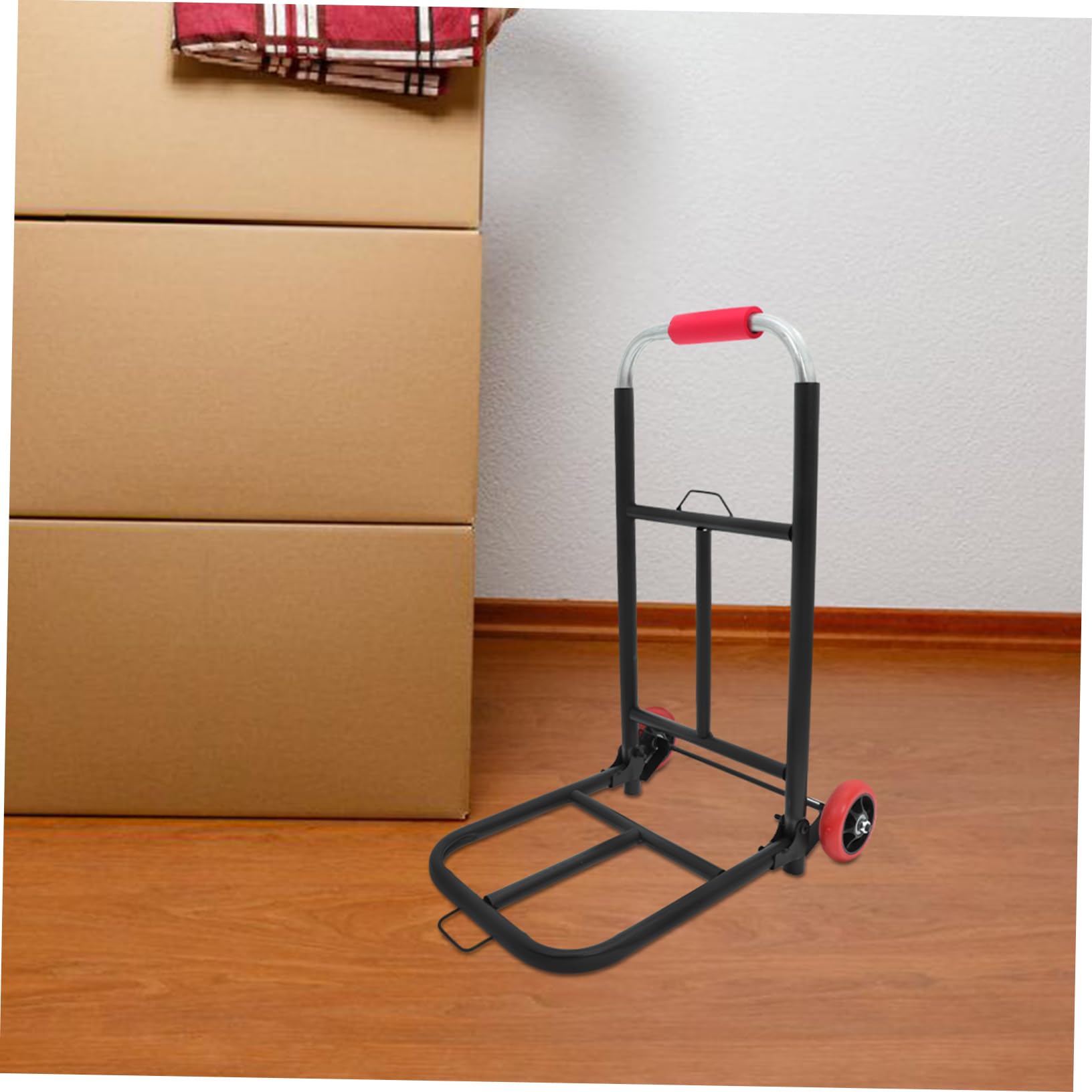 Carrello Portabagagli Pieghevole Nero in Ferro e Pu, 35kg | Manico Regolabile, Comfort Ergonomico, Uso Versatile, per Spesa e Pacchi