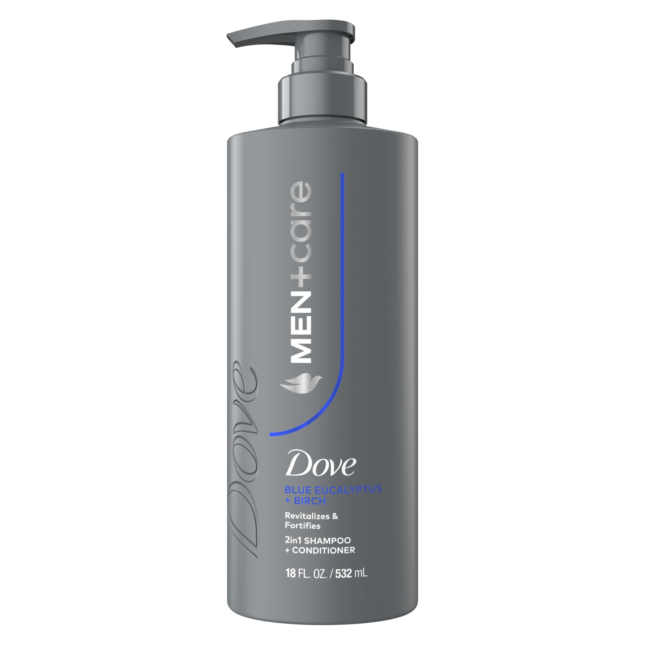 DOVE MEN + CARE Shampoo Eucalyptus & Birch 1 ct for Real Hair that Powers Up Hair Strength, with Revitalizes & Fortifies, 18 fl oz