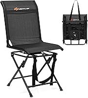 Vista 10 de Goplus Silla de Caza, Silla Plegable Giratoria de 360° para Puesto de Caza con Correa de Transporte, Capacidad de 330 Libras, Taburete Portátil