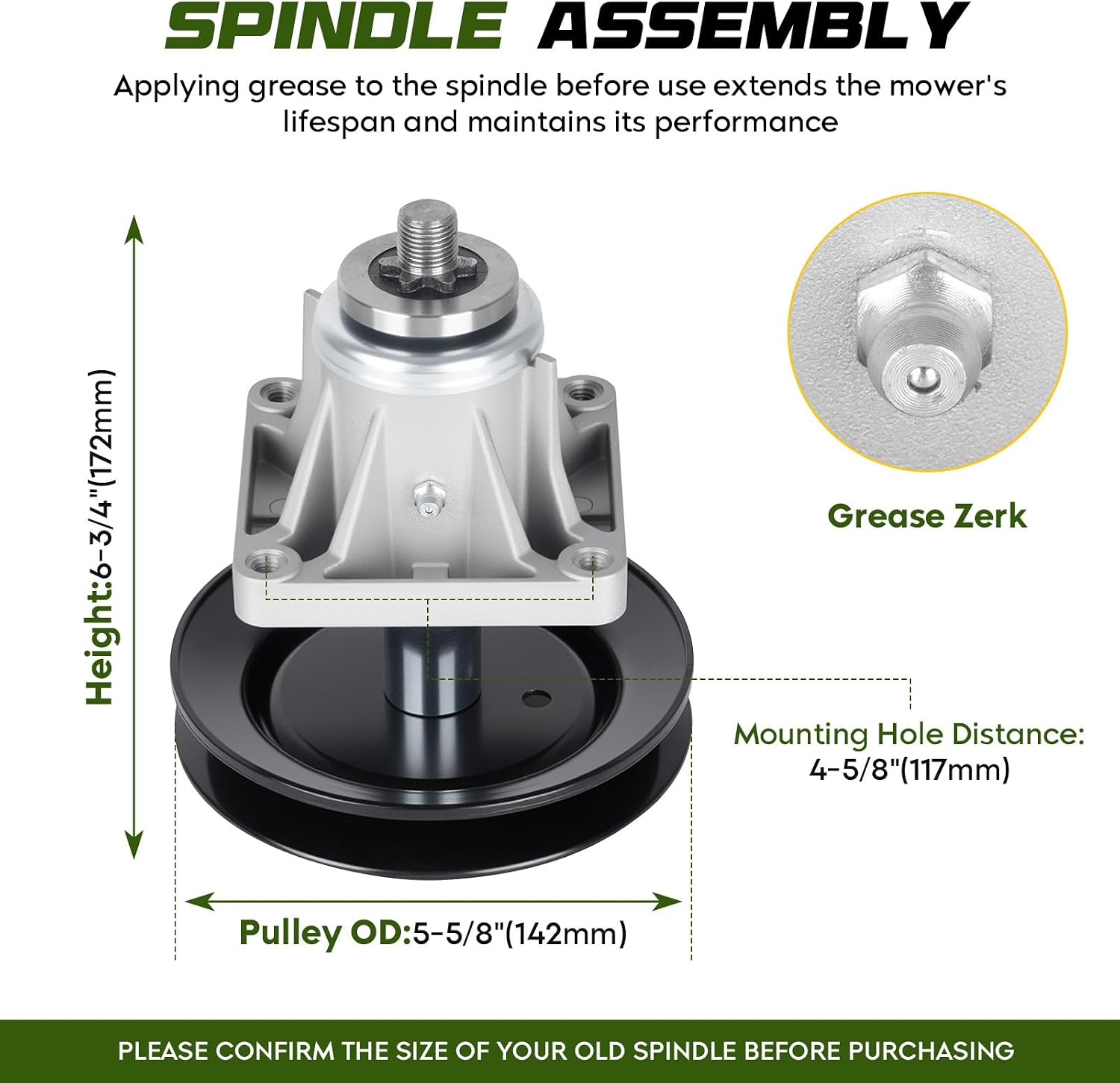 46'' Deck Spindle Rebuild Kit Fit for Cub Cadet LT1045 LT1046, Spindle Assembly 618-0660 918-0660, 3 Blades 177-2144 942-0644, 1 Belt 754-04153 954-04153