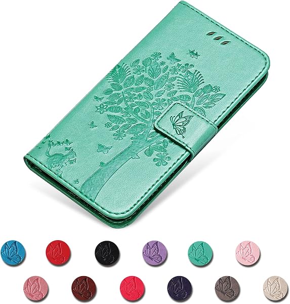 Coque pour Samsung Galaxy A70, Etui Protection Housse Premium en Cuir PU, Antichoc Étui à Rabat Portefeuille Flip Case pour Samsung A70 (Vert) - 3