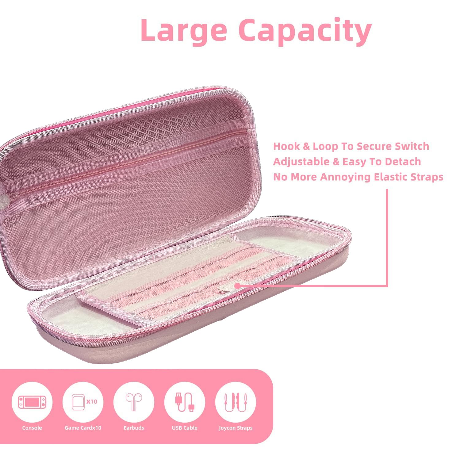 Mytrix Switch Carry Case kompatybilny z konsolą Nintendo Switch/OLED/Lite, akcesoria i gry, ochronne etui podróżne, przenośna torba do przechowywania Hardshell, torba do przechowywania dla