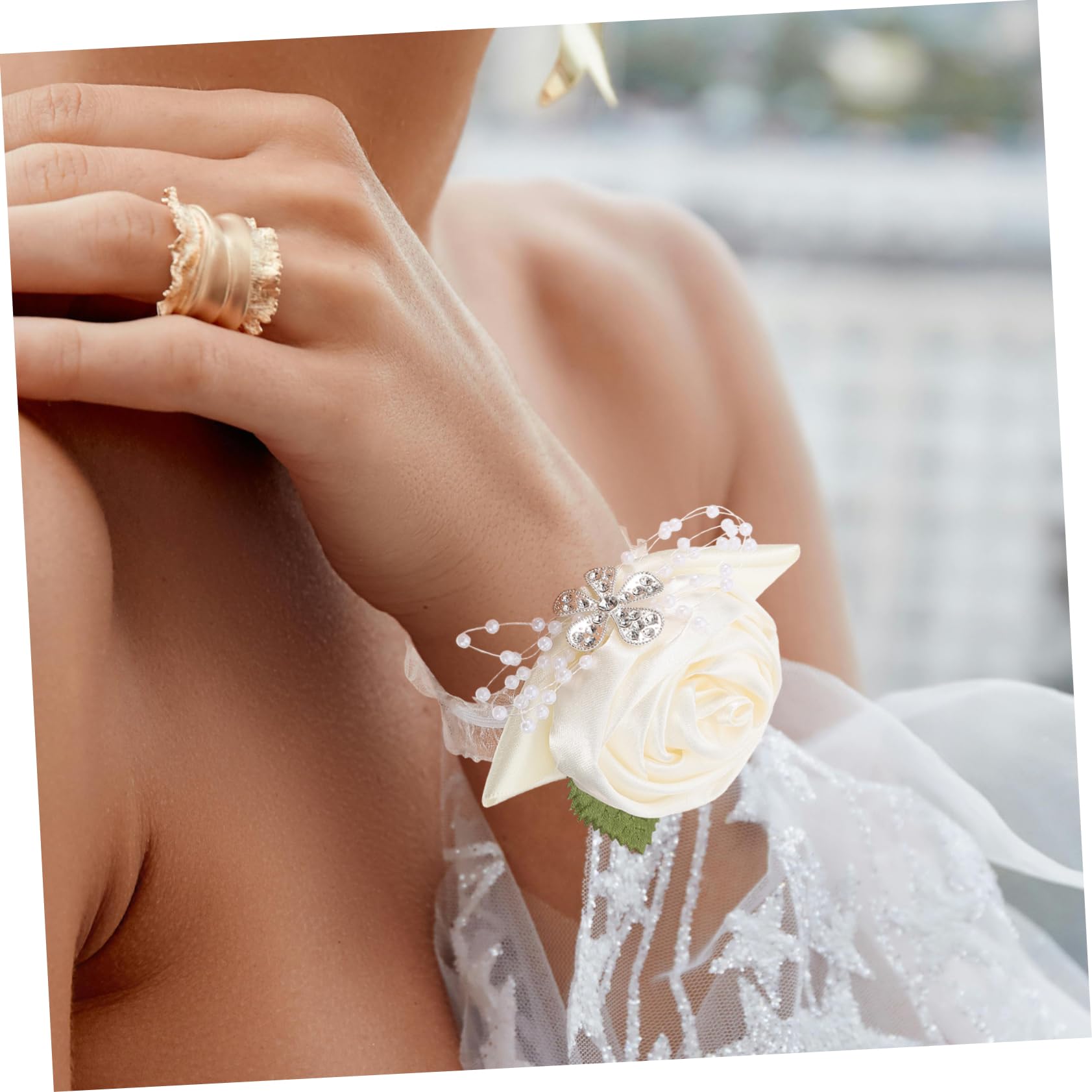 Healeved Braccialetti per Corsage da Polso Damigella d'Onore Braccialetti per Corsage da Polso E Boutonniere Braccialetti per Corsage da Polso Bouquet da Sposa Braccialetti per