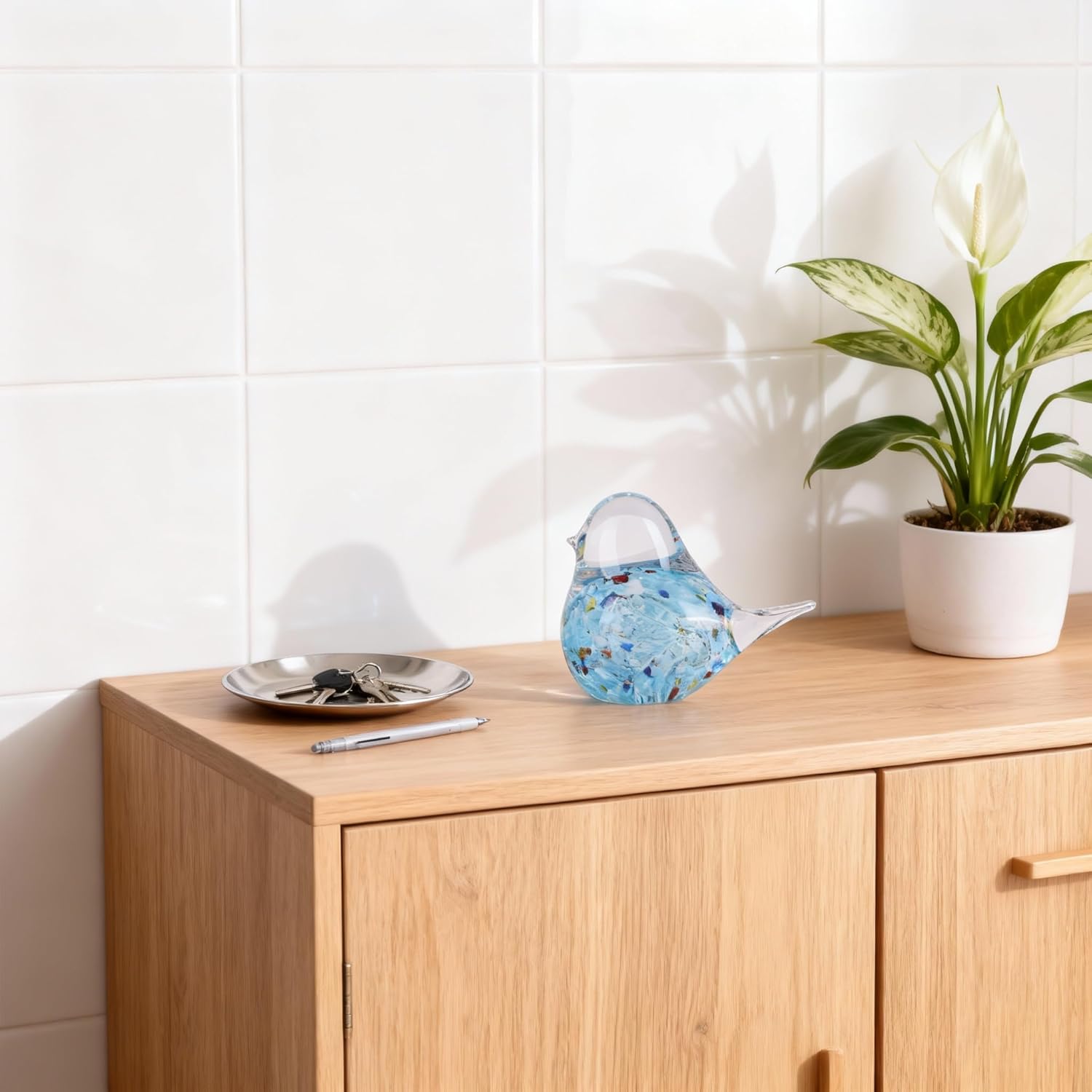 WUBIANJIE Hand Blown Glass Bird Statue Collectible Animal Art Paperweight, Glass Art Decor Living Room Bedroom Bookshelf Coffee Table Small Ornaments Shelf Home Decoration - Image 9