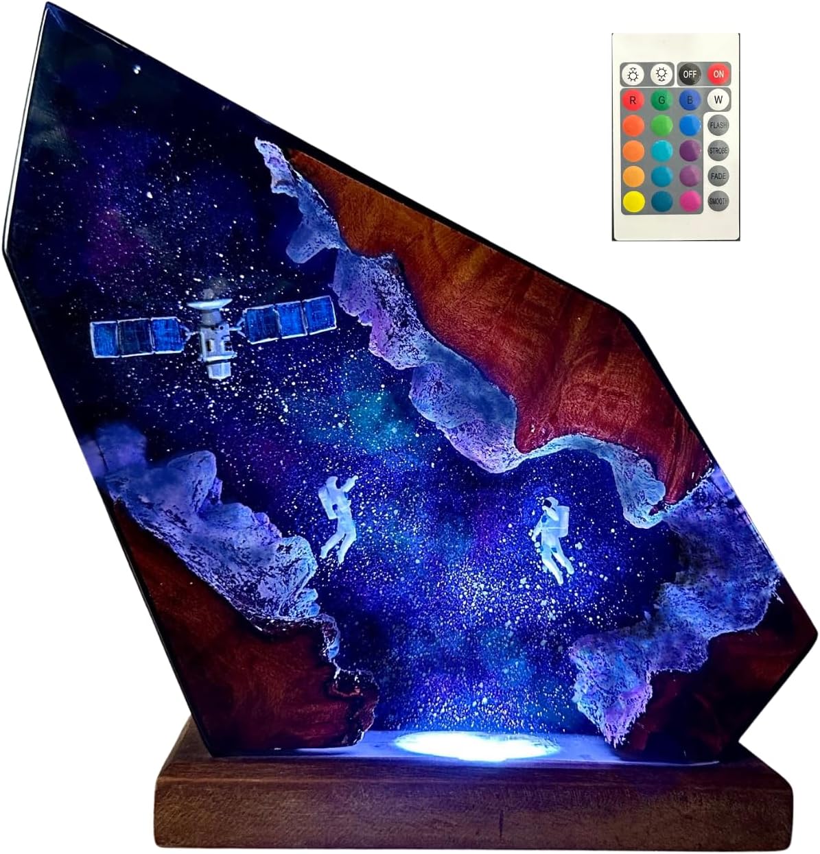 Astronaut Rocket Resin Wood Lamp, Satellites Space Night Lights, Universe Lamp, Galaxy Night Light, Interstellar, Satellites, Gift for Him, Gift for Her, Birthday gift, Home Decoration (7x7 inch)