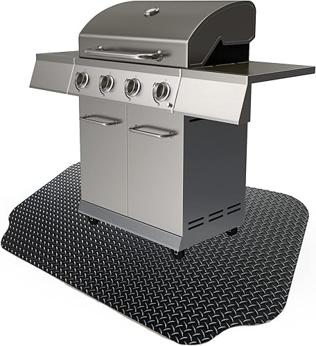 Miniatura 2 de GrillTex 8D-075-36C-5.3 36" x 63" debajo de la parrilla de terraza y tapete de patio, negro