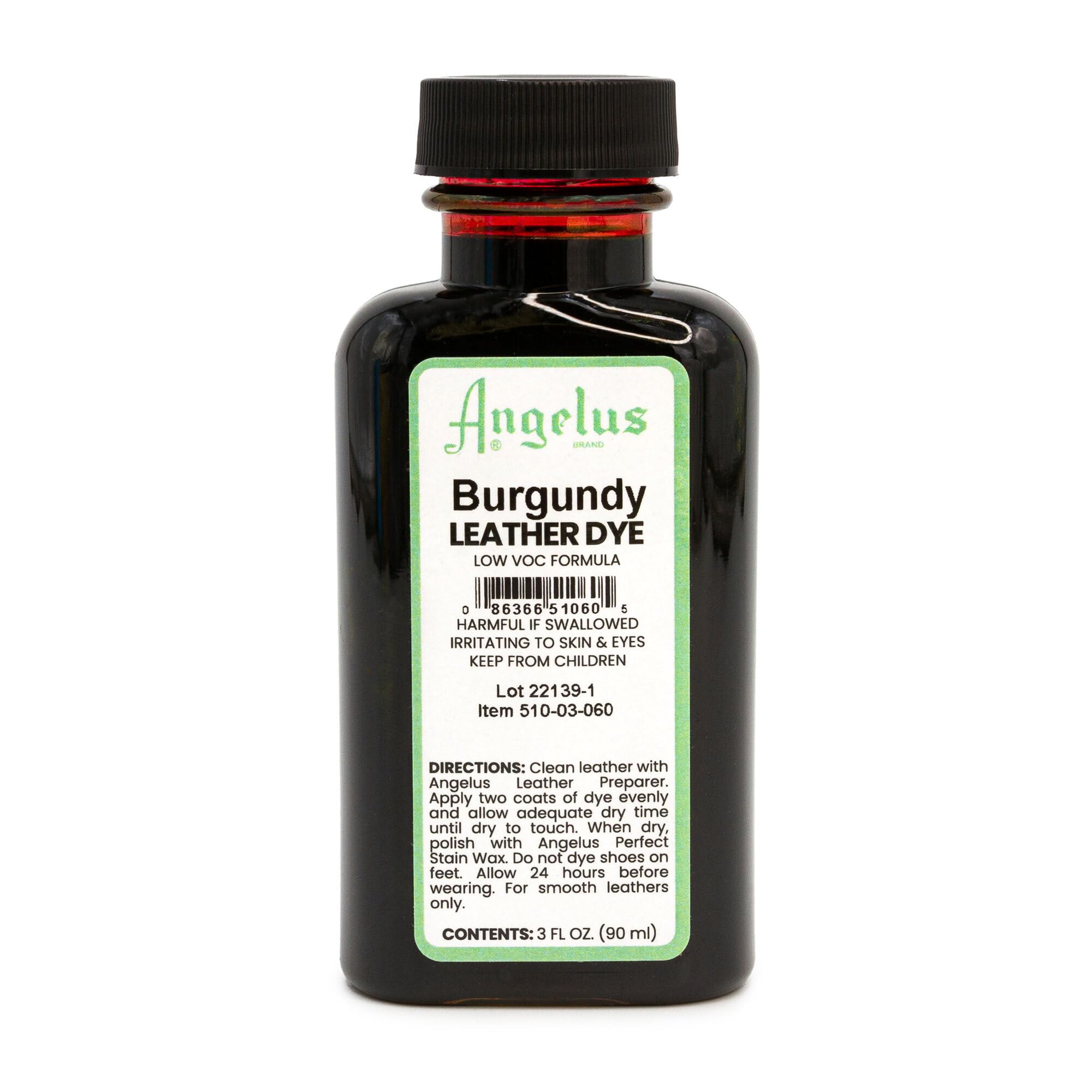 AngelusLeather Dye - Flexible Leather Dye for Shoes, Boots, Bags, Crafts, Furniture, & More 3oz (Burgundy)