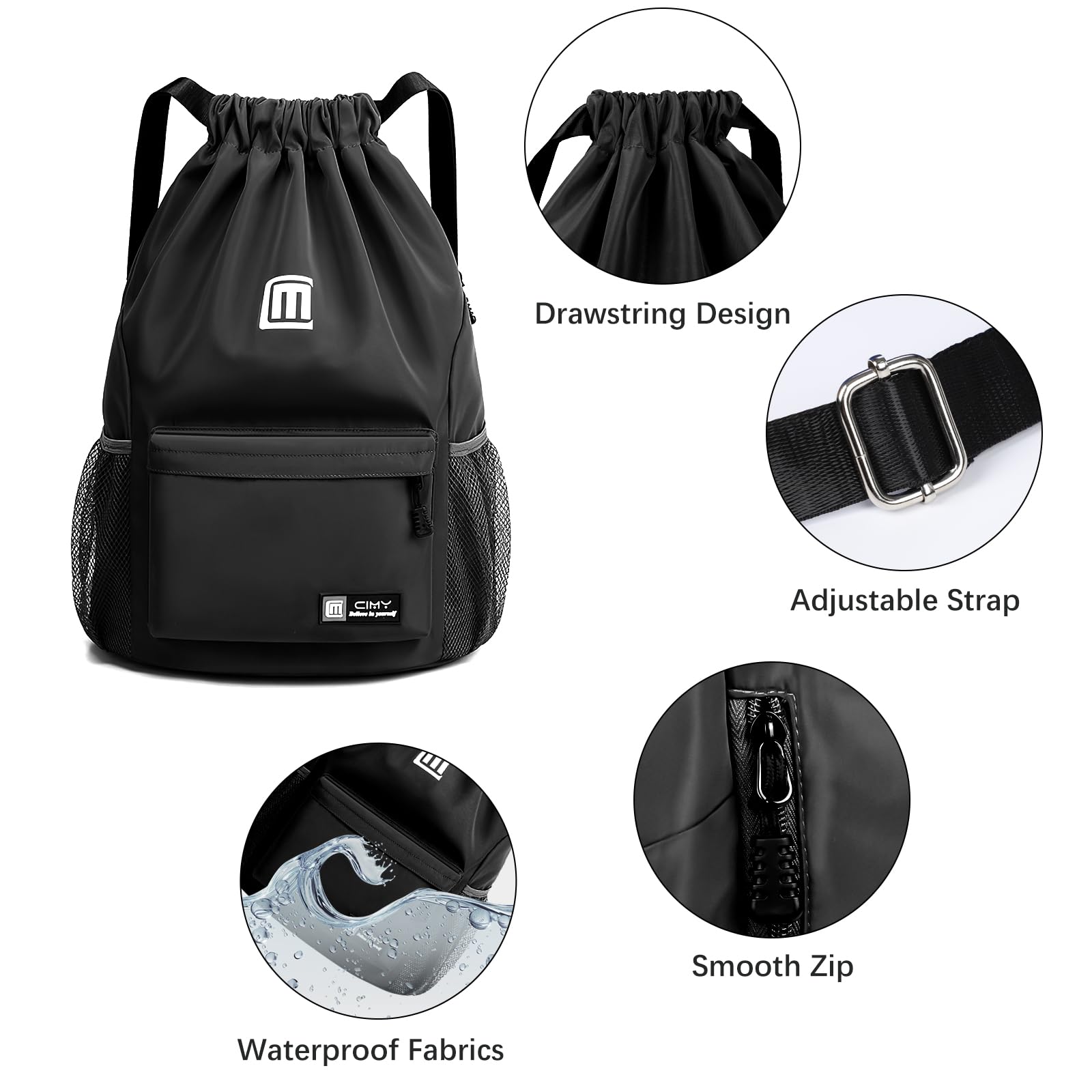 Mochila de Cuerdas Impermeable Gran Capacidad para Mujer Hombre Deportiva