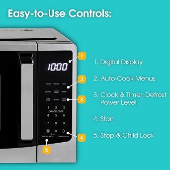 Abode Touch Control Microwave 23 Litre Digital Black 900W with 11 Power Levels, 5 Auto Cook Menus & Defrost Function, Clock & Timer AMT2304B