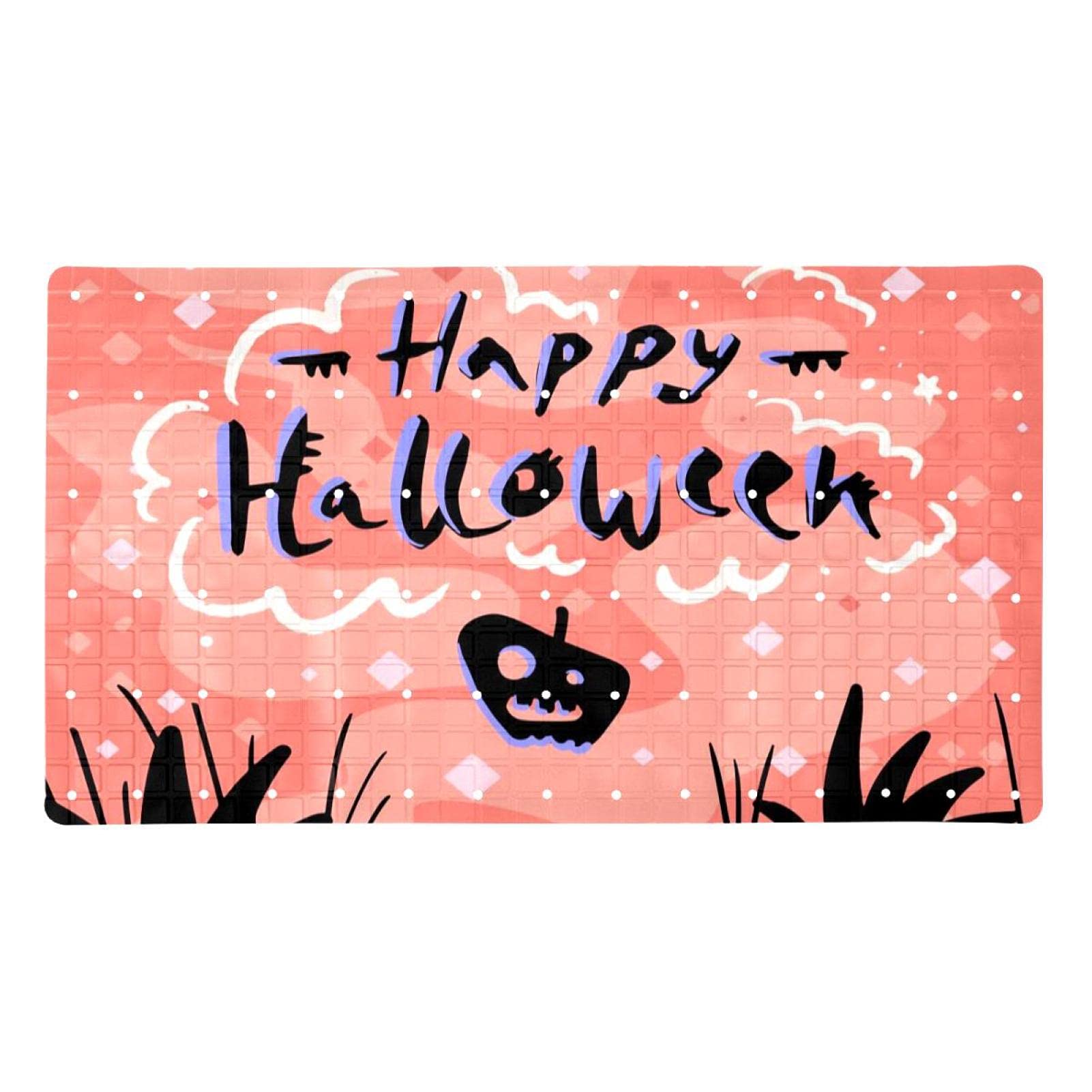 Estera de ducha rosa de Halloween Evita resbalones alfombra de PVC con ventosas para baño