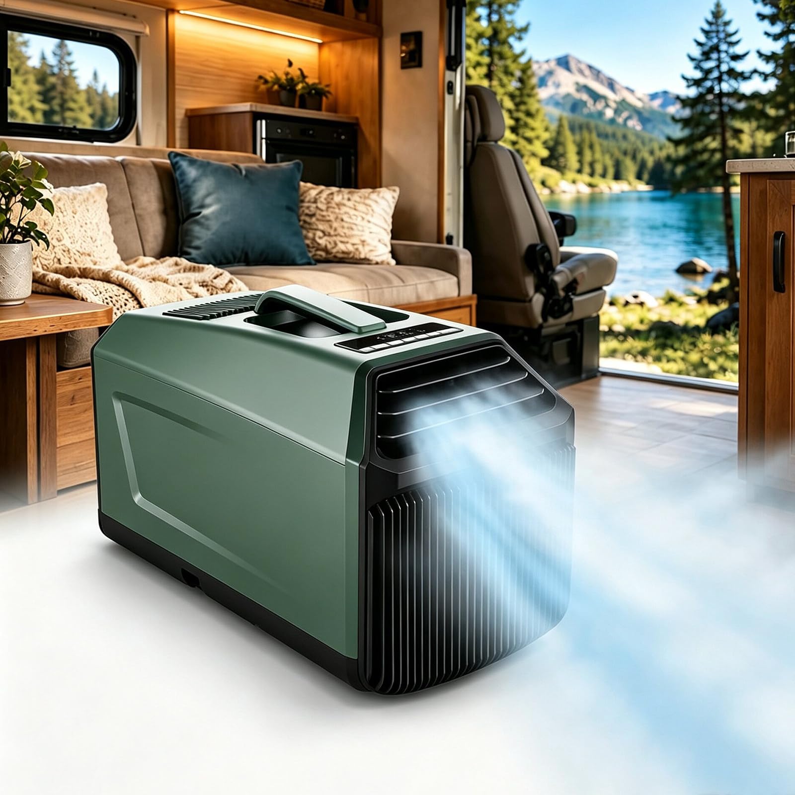 Mobile Air Conditioner,Self Evaporating,Drainage Fr ee Design 1500W-Green