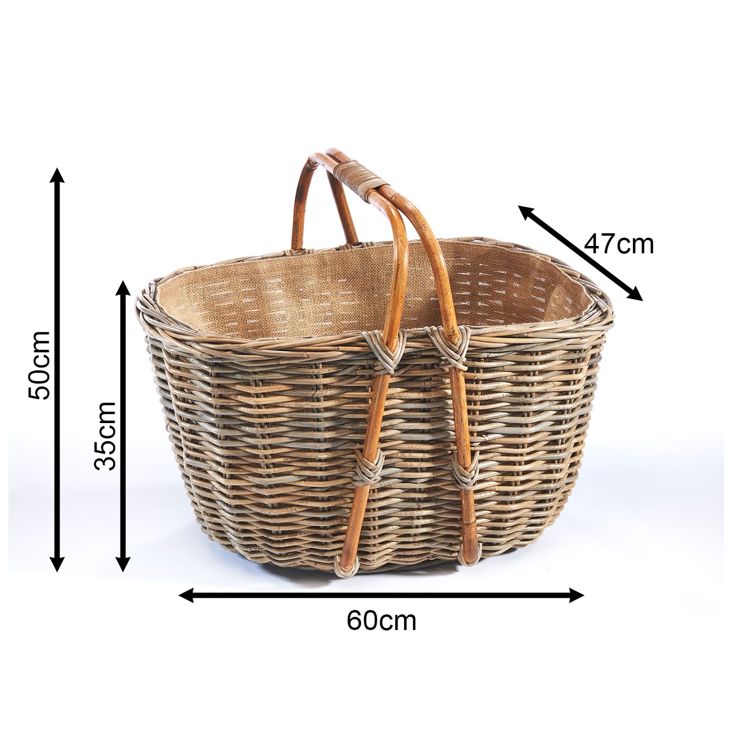 Kobolo Holztrage Holzkorb für Kaminholz Rattan kubu mit Jutestoff