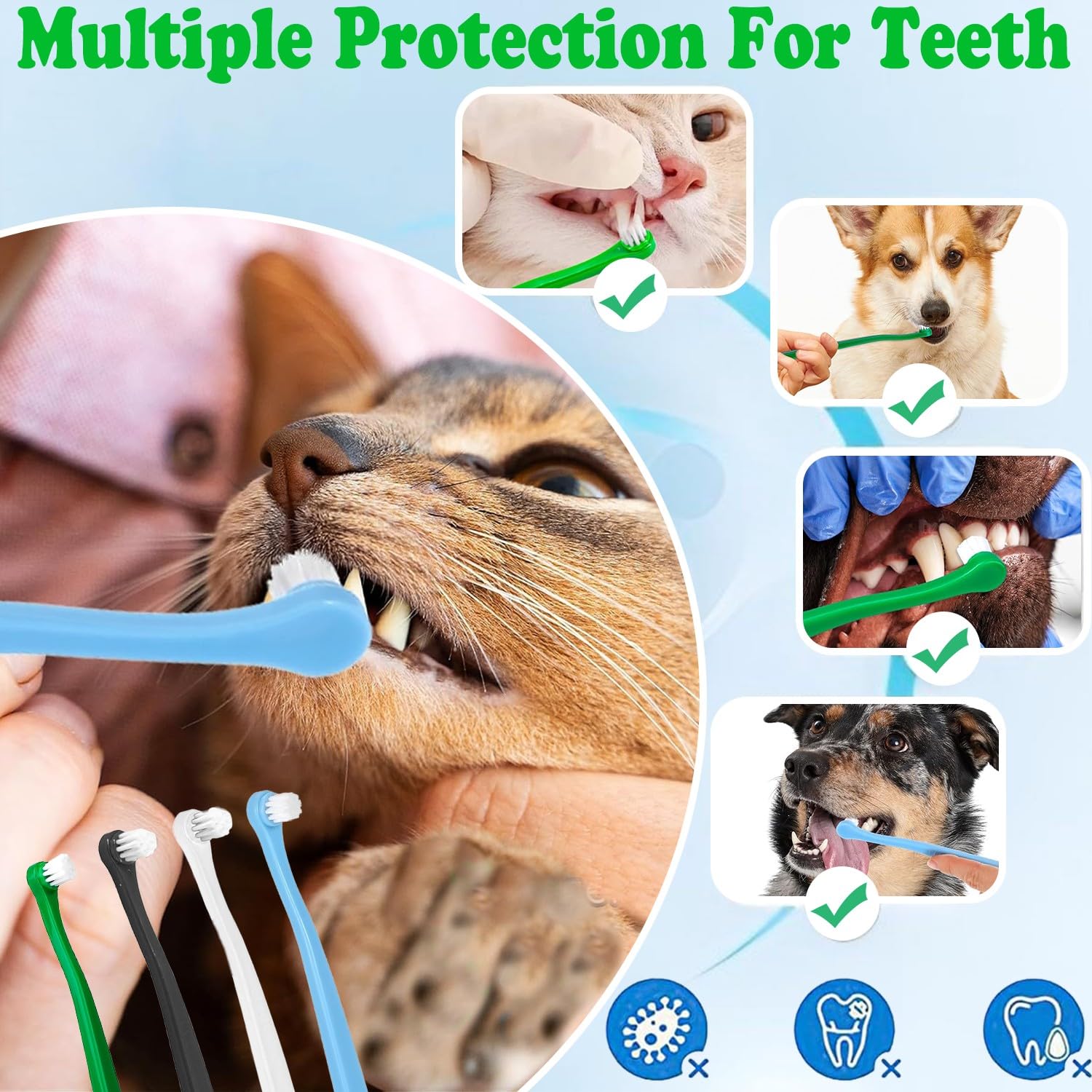 Denipry 8 Pcs Small Dog & Cat Toothbrush Pet Dental Care Toothbrushes for Dogs and Cats Tooth Cleaner Care Oral Hygiene Tooth Brush for Sensitive Pet Teeth Gums - Image 4