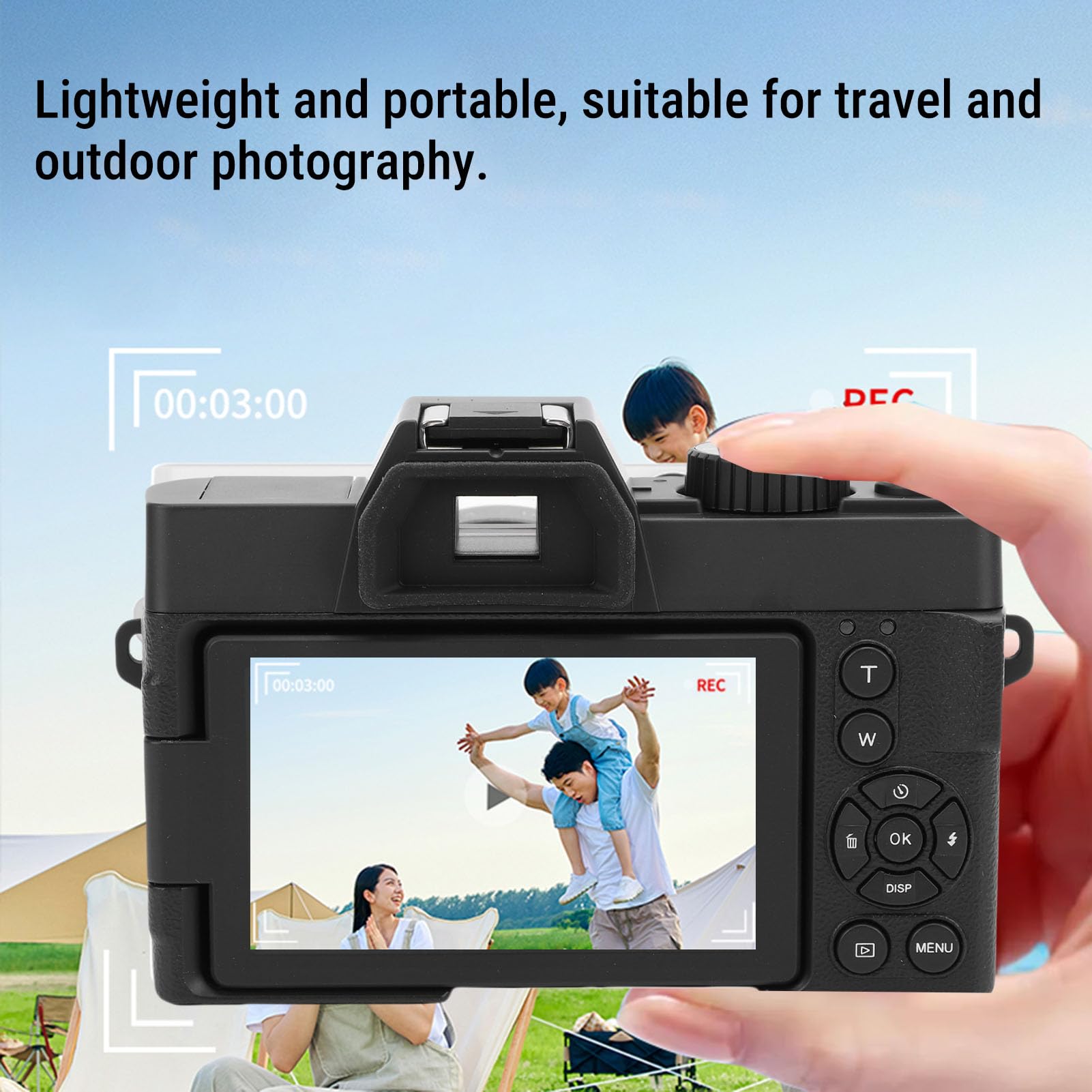Lazmin112 Fotocamera Mirrorless, Fotocamera per Vlogging 4K da 48 MP per Fotografia, Zoom 16X, 32 GB Incorporati, 2 Batterie, Foto e Video, per Viaggi